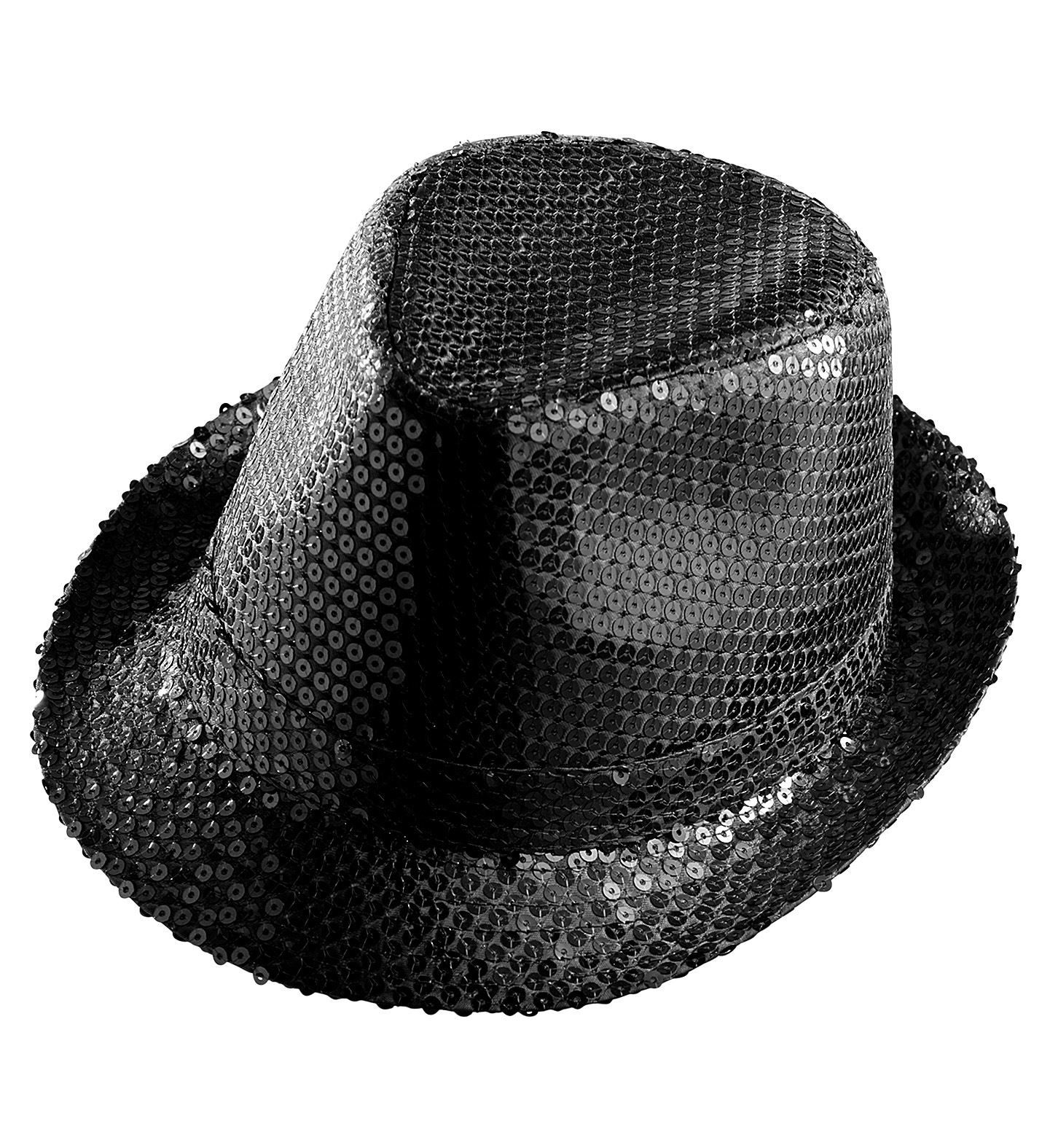 Kostüm Pailletten Hut 'Fedora', Schwarz