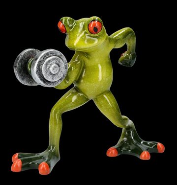 Figuren Shop GmbH Dekofigur Lustige Frosch Figur - Gewichtheber - Tierfigur Sportler Dekofigur