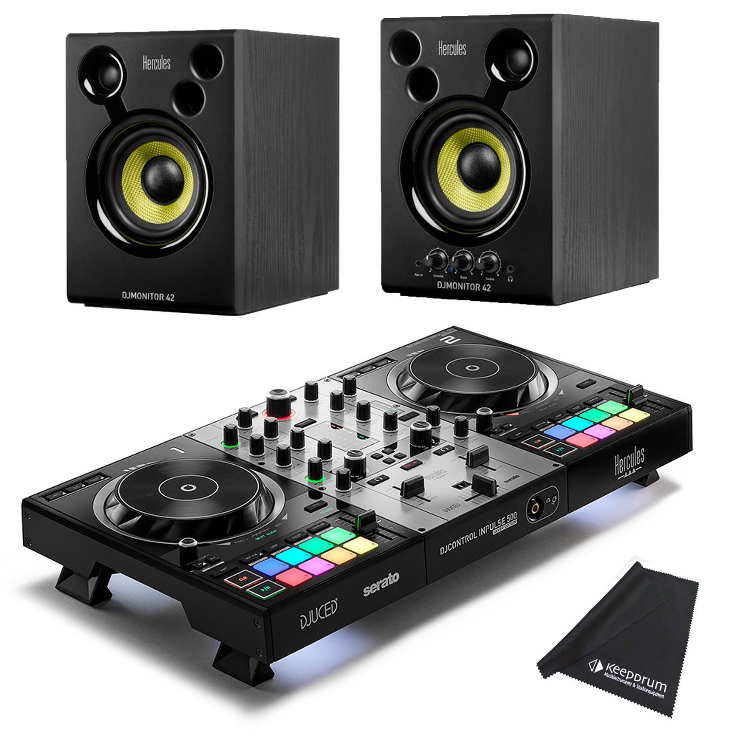 DJ Controller Hercules DJ Controller Inpulse 500 Silver Edition, DJMonitor 42 Boxen