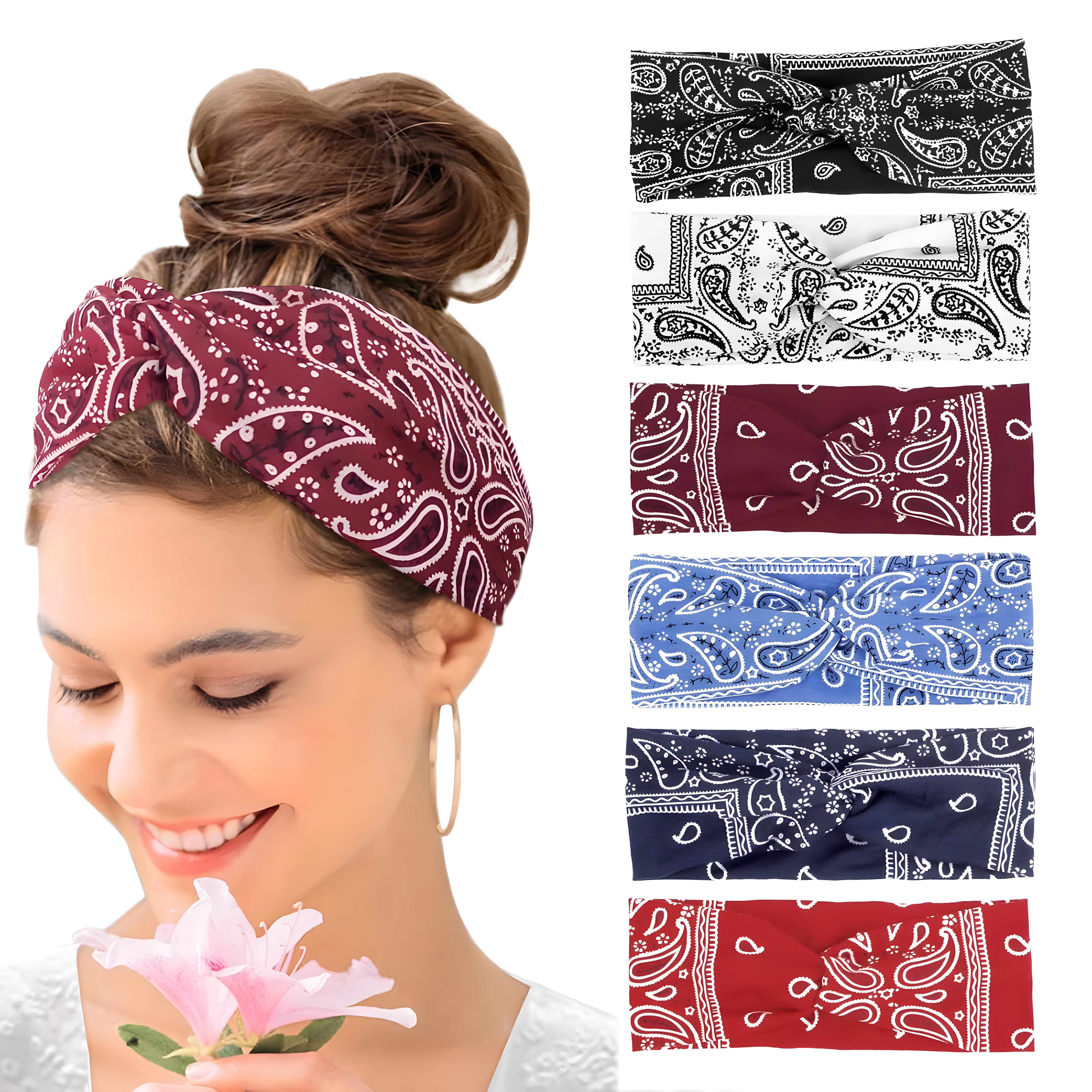 AFKSMILE Stirnband 6 Stück Haarbänder Damen Breite Elastische Weiche Boho Stirnband (6-St) Print Haarschmuck Yoga Sport Haarband Mehrfarbig Dünn Stirnbänder