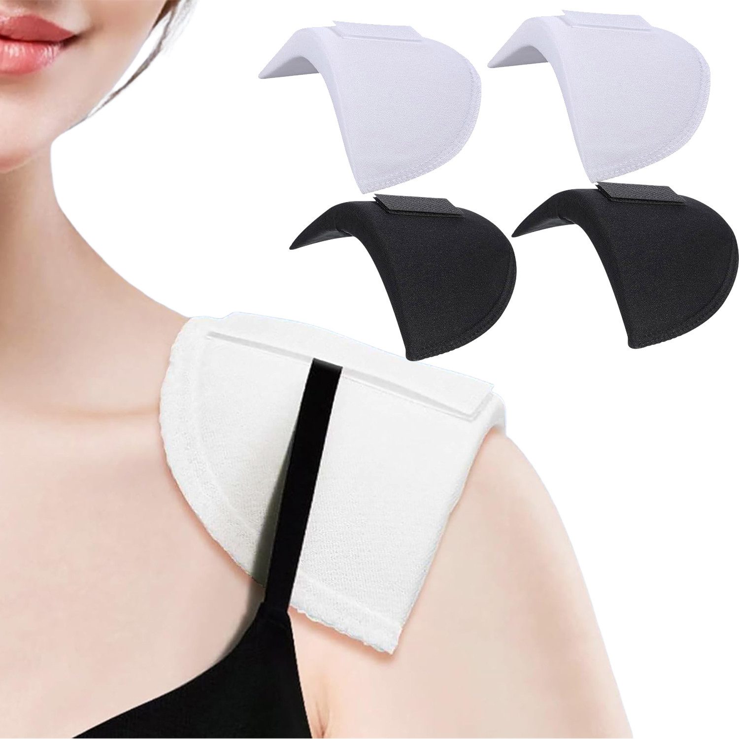 Refttenw Klett-Schulterpolster 2 Paar Eingesetzte Schulterpolster Dicke 1,5cm Schwamm-Pads rutschfest, für Schräg Hohe und Niedrige Schultern