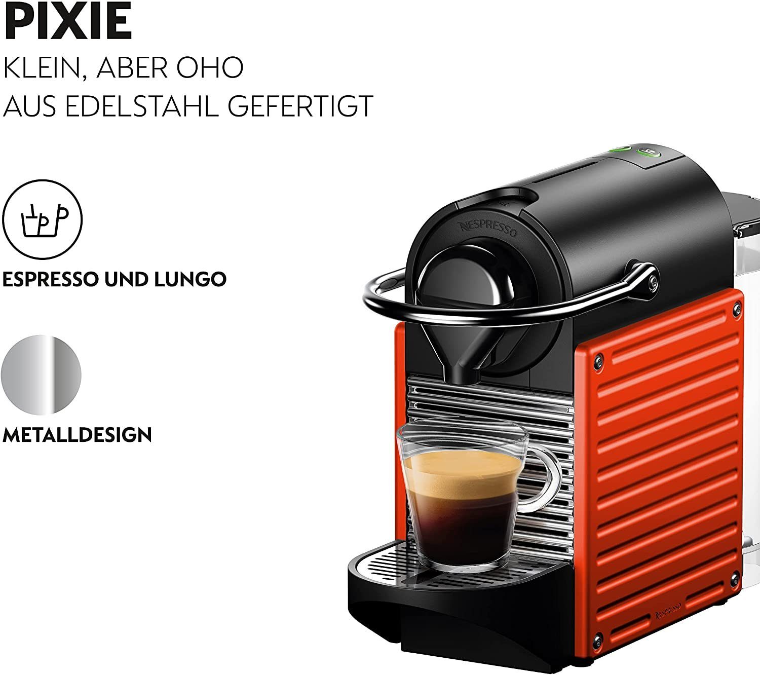 19 Kapselmaschine Nespresso Krups Kapselmaschine Pixie Rot Kaffeemaschine Bar