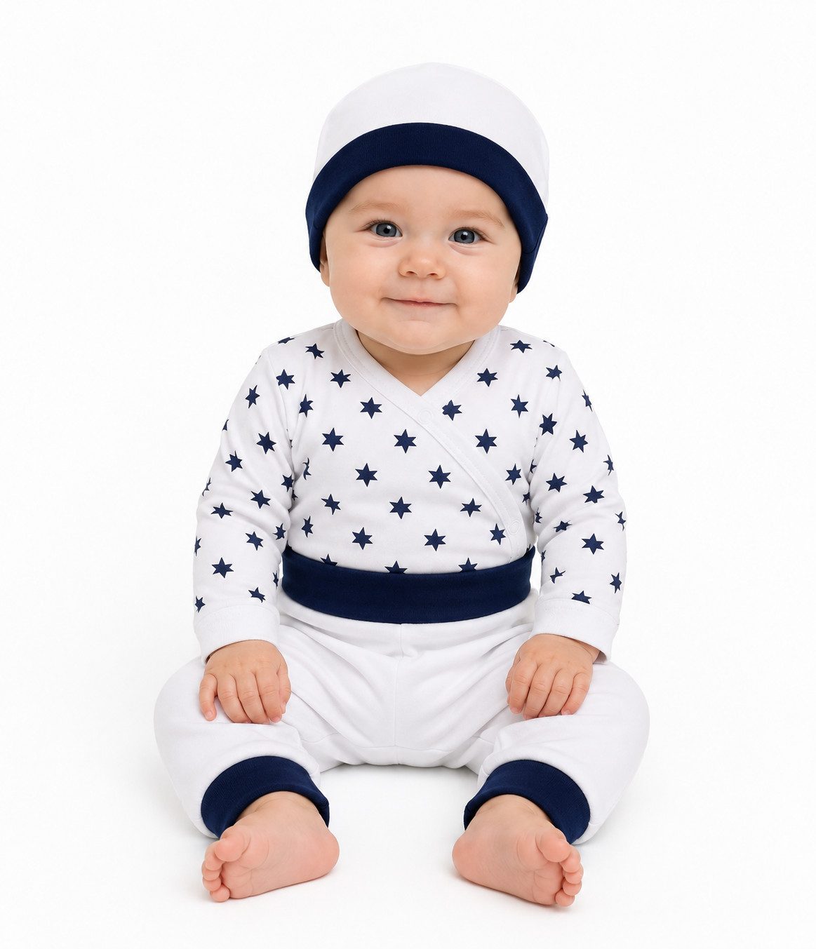 La Bortini Body & Hose Baby Anzug Wickelbody Hose Mütze Set neutral (für Jungen und Mädchen, Erstlingsset für Neugeborene, neutral, 3-teilig) aus Baumwolle, 56 62 68