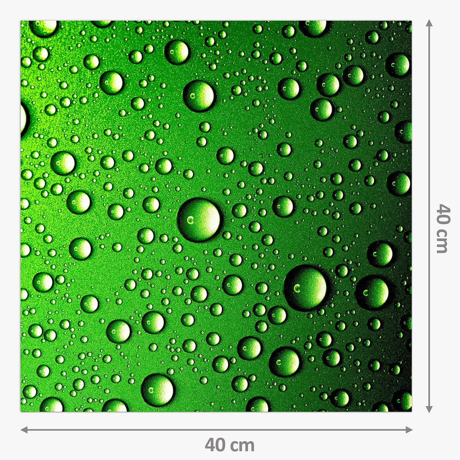 Primedeco Küchenrückwand Spritzschutz Glas Wassertropfen grün in