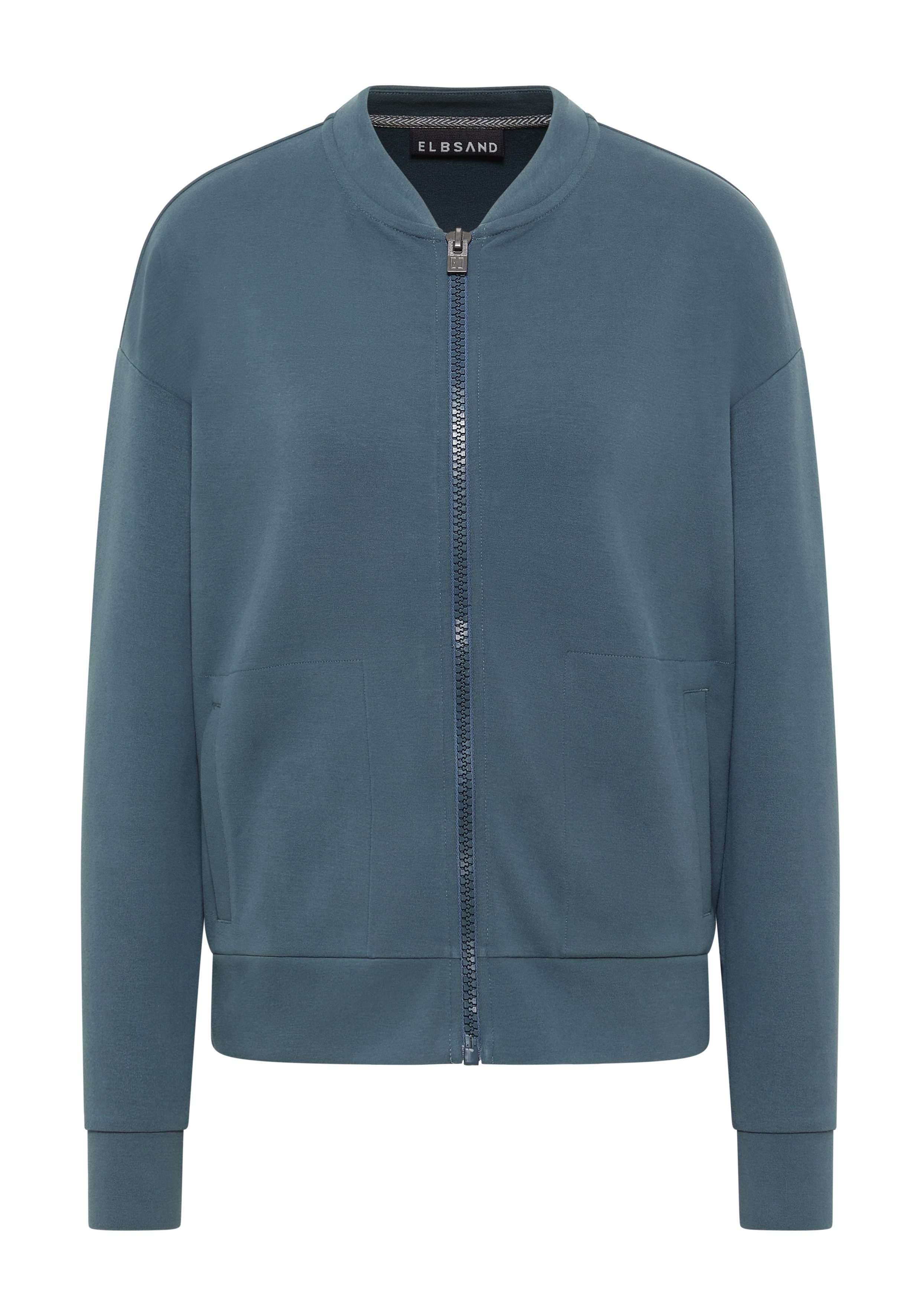 Elbsand Sweatjacke Enid Sweatjacke mit Blousonkragen und Leistentaschen