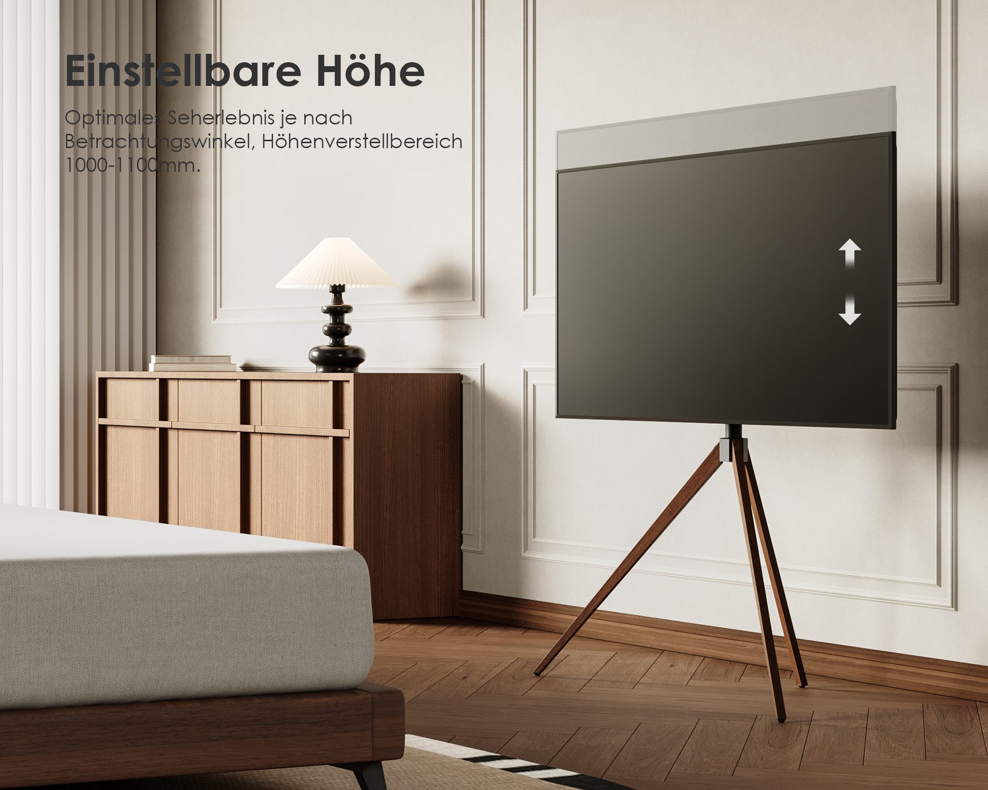 FITUEYES TV-Ständer im Dreibein-Design, 43-65 Zoll, (bis 65 Zoll, höhenverstellbar, bis 40 KG) – Bild 4 von 5