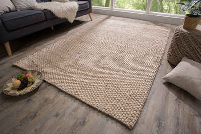 Teppich »WOOL 240x160cm beige«, riess-ambiente, rechteckig, Höhe 10 mm, Wohnzimmer · Kugel-Design· Handarbeit