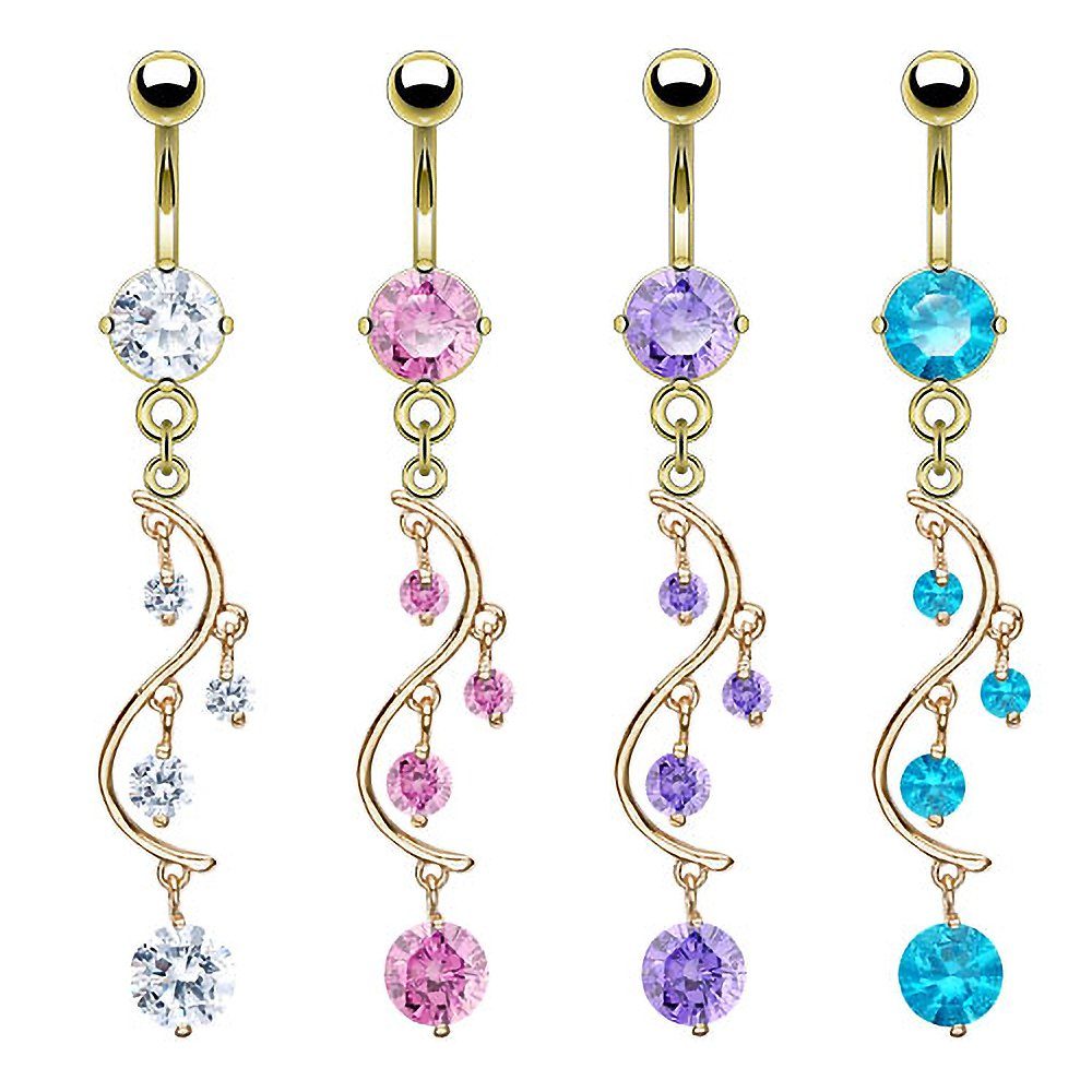 Taffstyle Bauchnabelpiercing Piercing Chirurgenstahl Vergoldet Kristall Wei günstig online kaufen