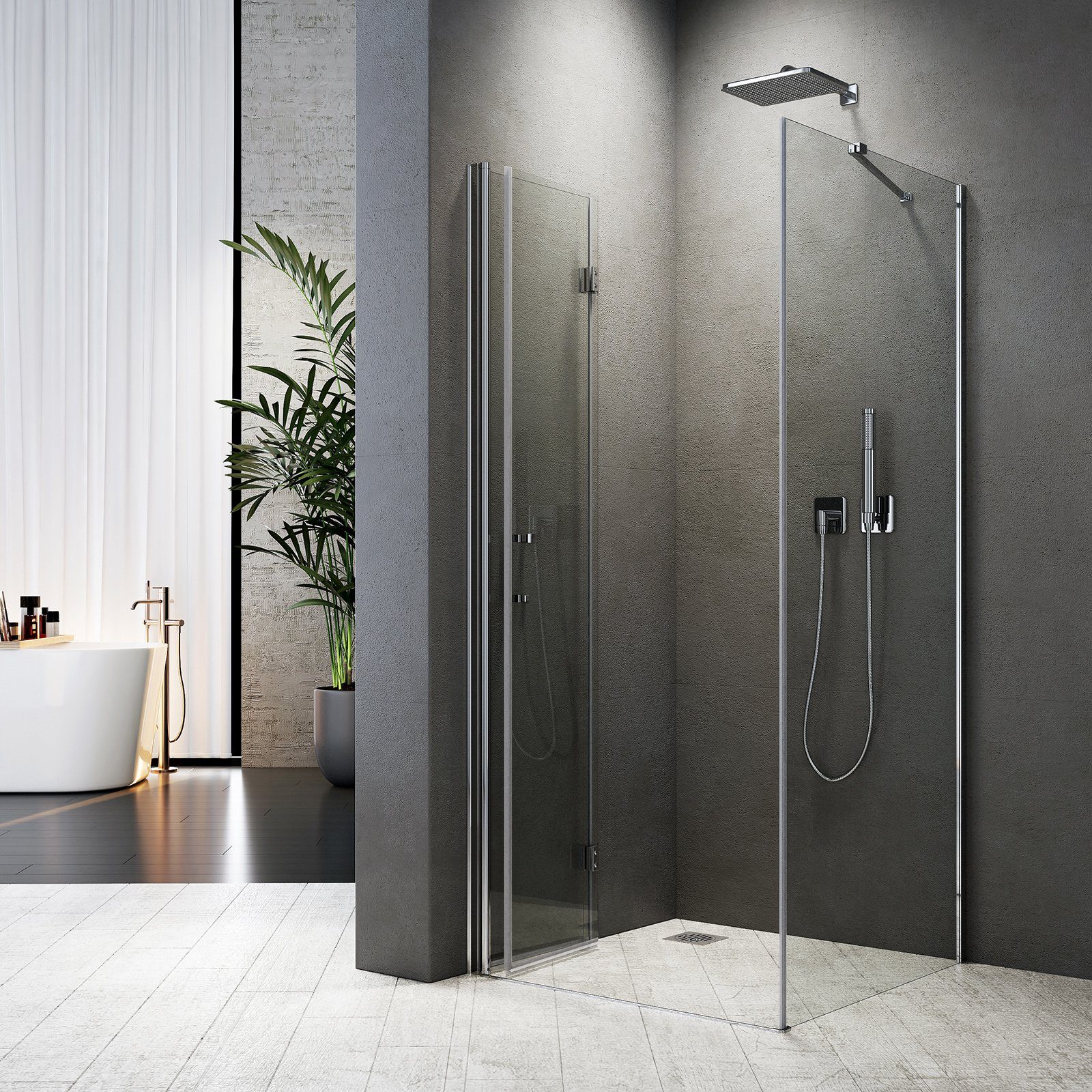 Boromal Eckdusche Duschkabine mit Seitenteil H:185/195cm, günstig online kaufen