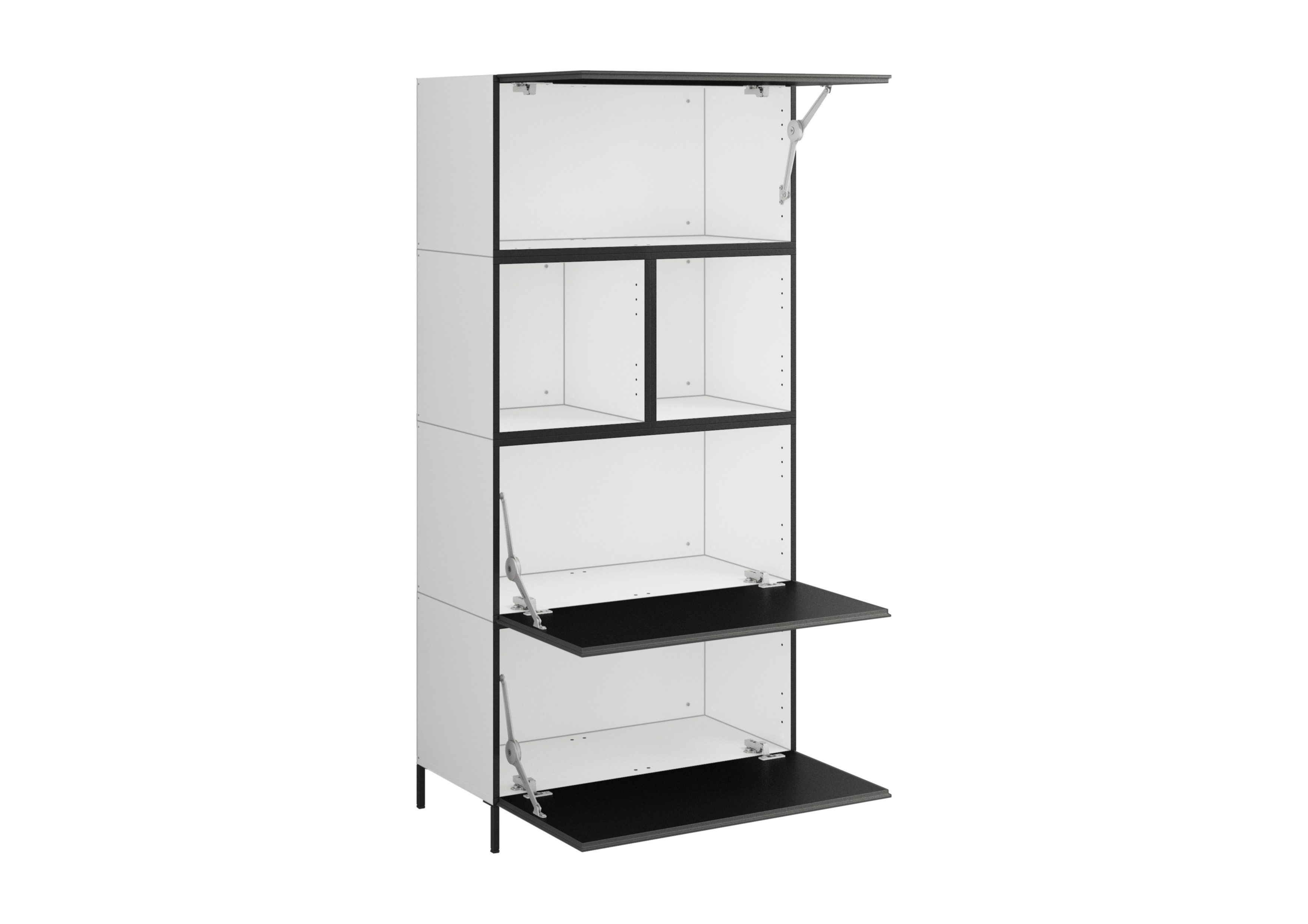 BMG Möbel Stauraumvitrine Modul+ (Highboard Set 5 tlg., besteht aus: 3x Schrank mit Klappenfunktion, 2x Regal) Schränke frei kombinierbar, wandhängend oder stehend