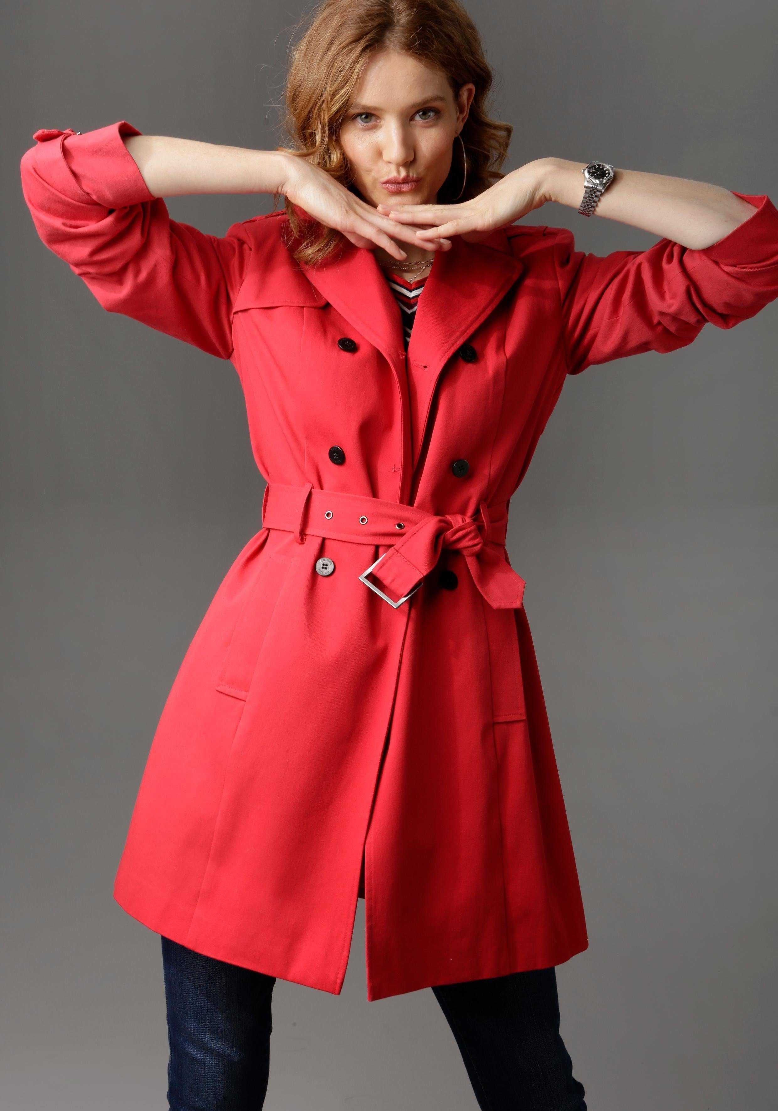 Aniston CASUAL Trenchcoat mit Gürtel zum Regulieren rot
