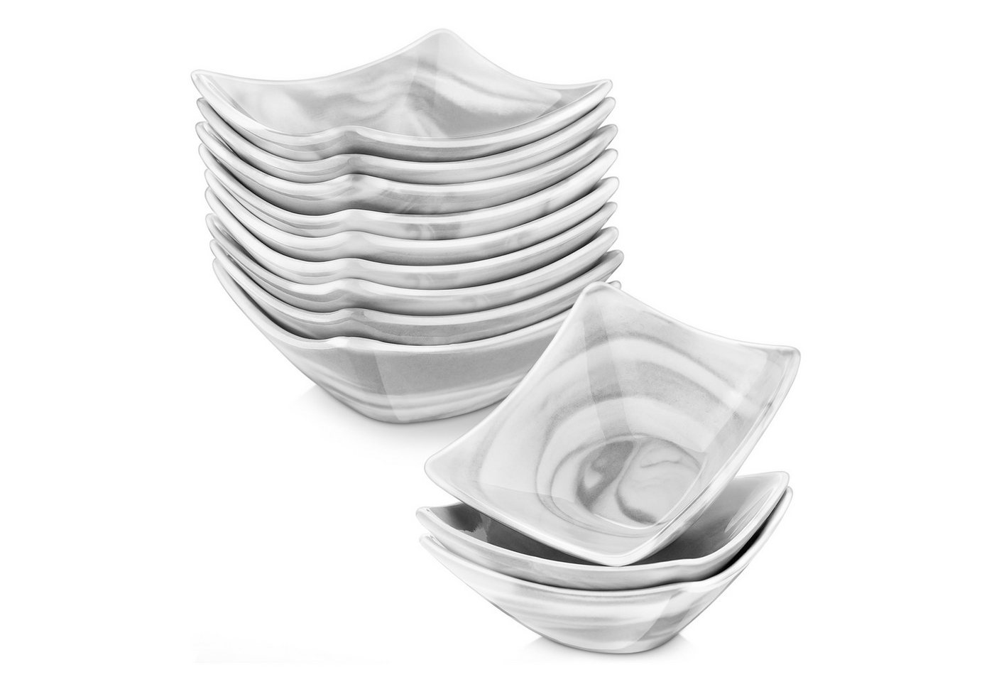 MALACASA Dipschale 12-tlg SUPER MINI Porzellan Set, Dipschälchen, Snackschale, Porzellan, (Set, 12-tlg)