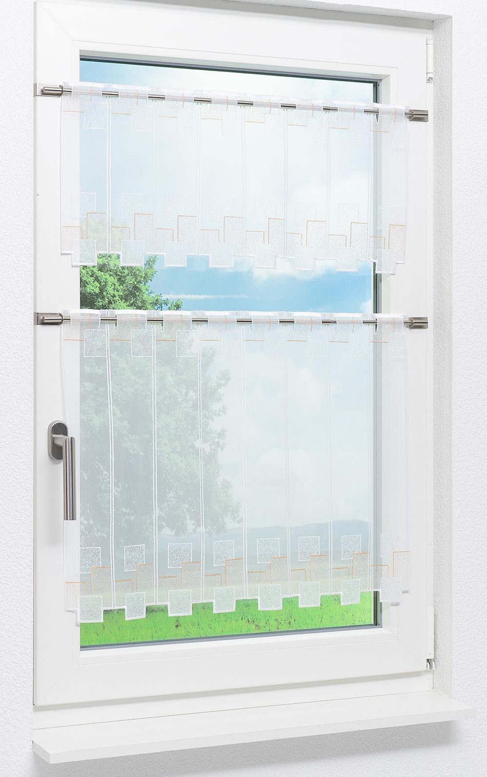 HxB (1 St), 30x41.5cm transparent, Blocks, Spitze®, Plauener Scheibengardine