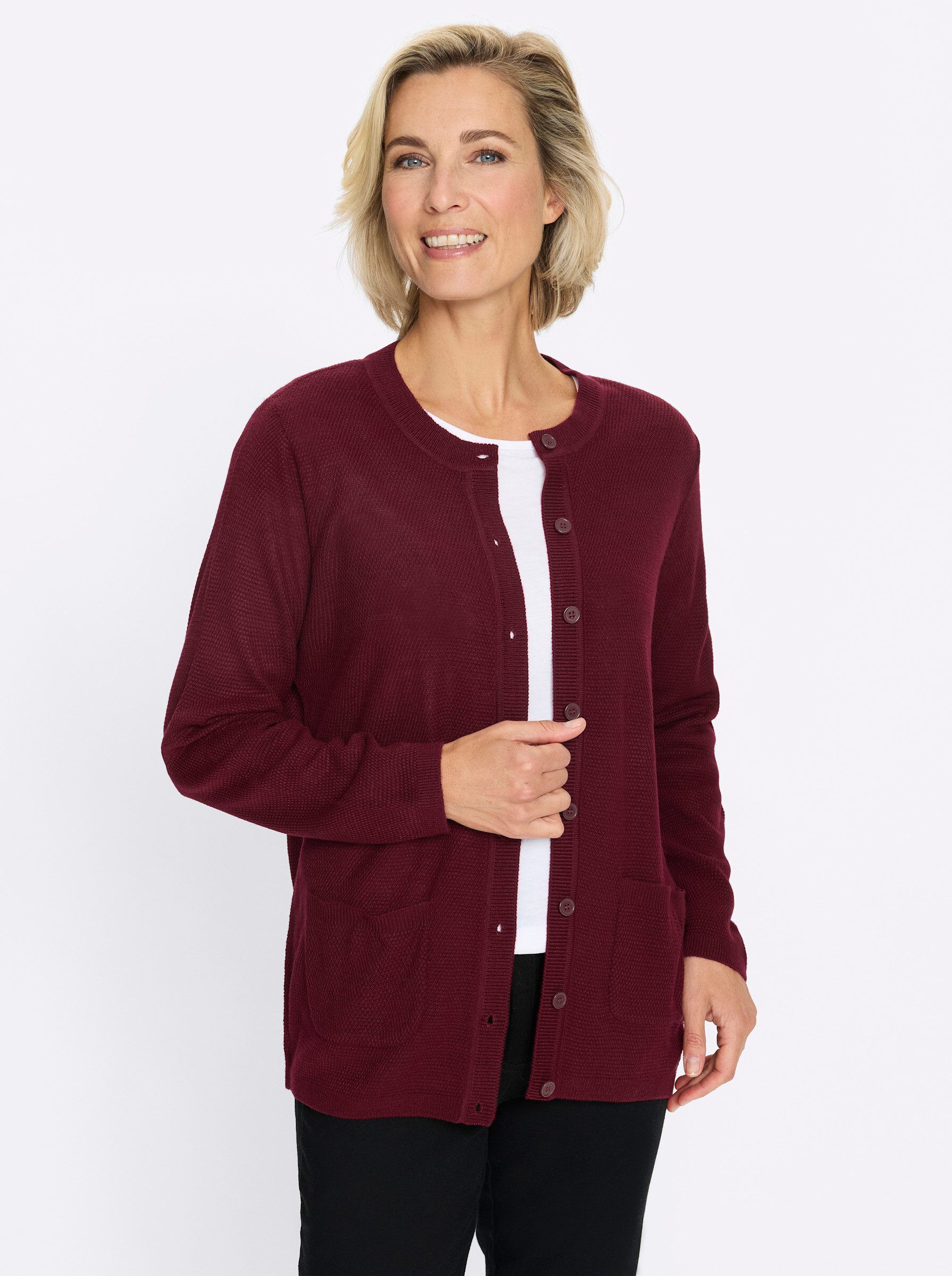 Sieh an! Strickjacke Strickjacke Langarm Struktur, Perlmuster günstig online kaufen