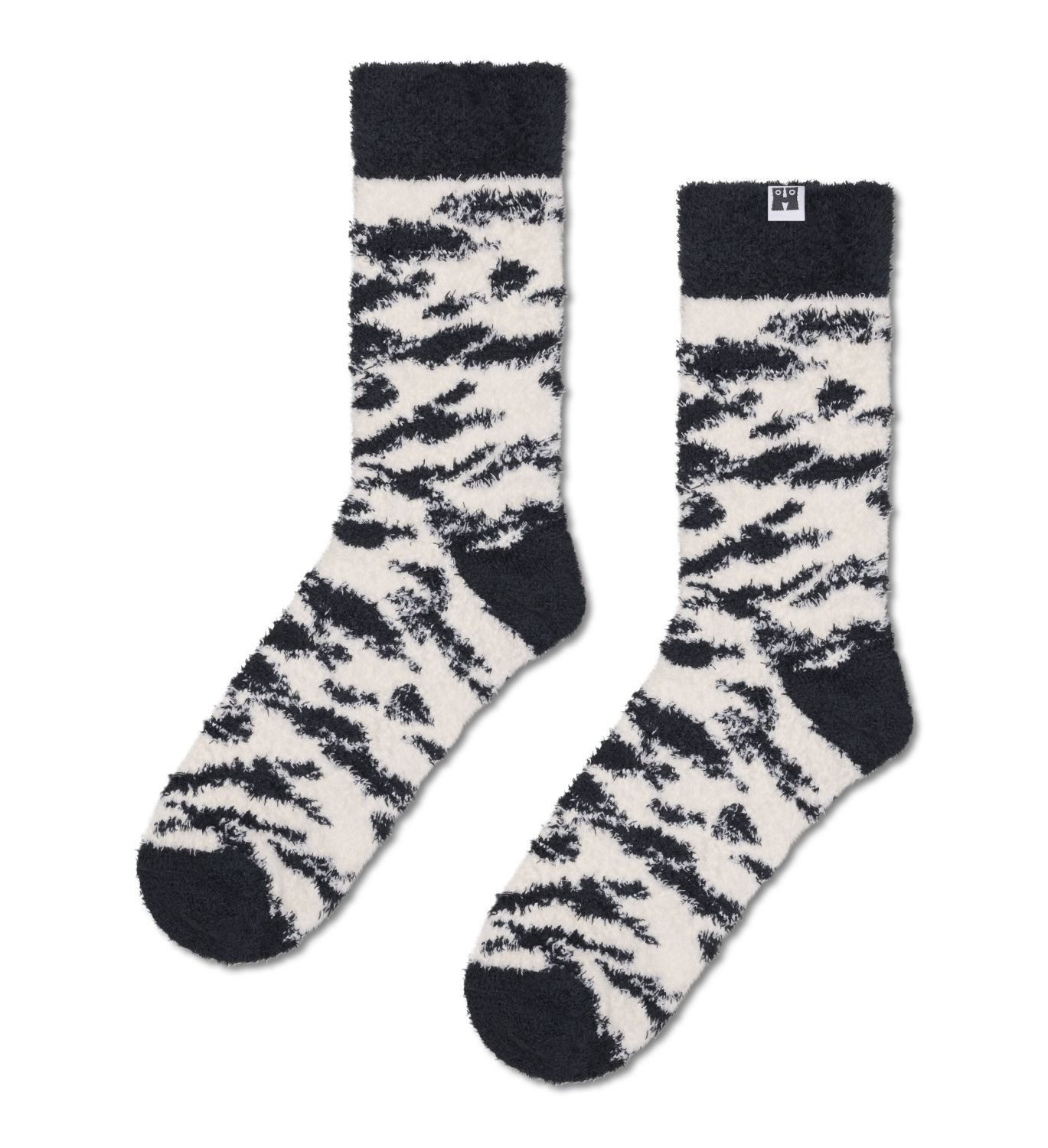 Happy Socks Freizeitsocken Happy Socks Fluffy Socks Schwarz Weiß