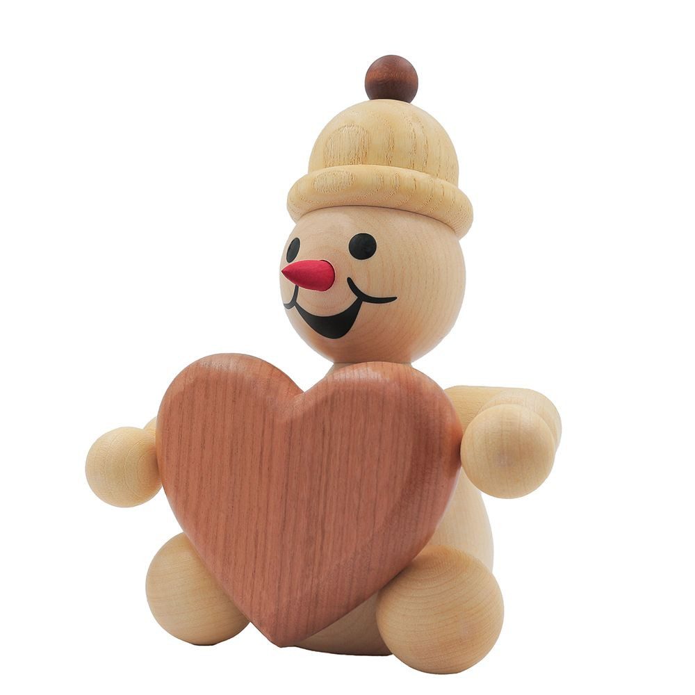 Drechslerei Volkmar Wagner Räuchermännchen Schneemann Junior „mit Herz“ - 14 cm - Original Erzgebirge