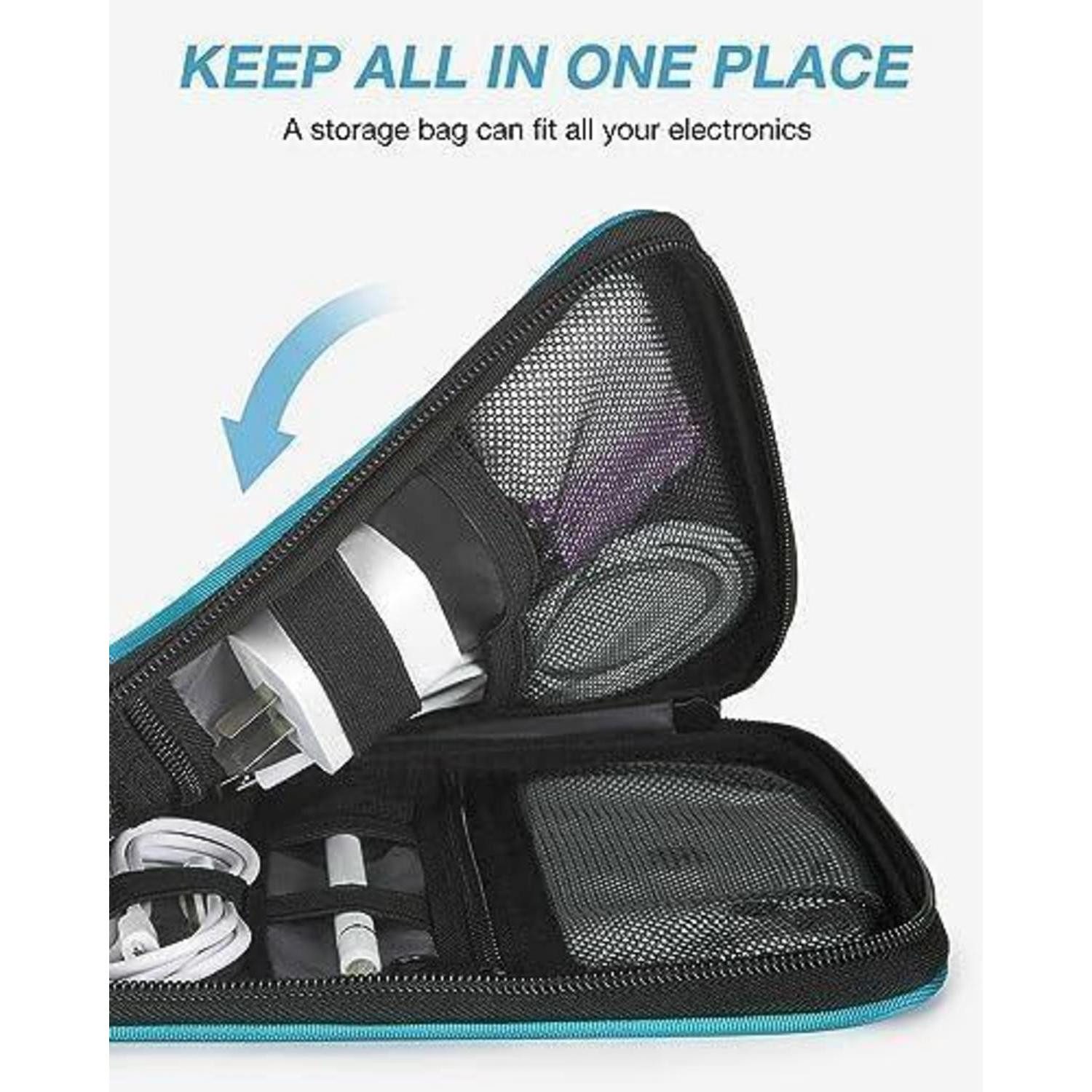 LuxusKollektion Taschenorganizer Elektronische Tasche für Reise mit USB Sticks und SD Karten, Blau