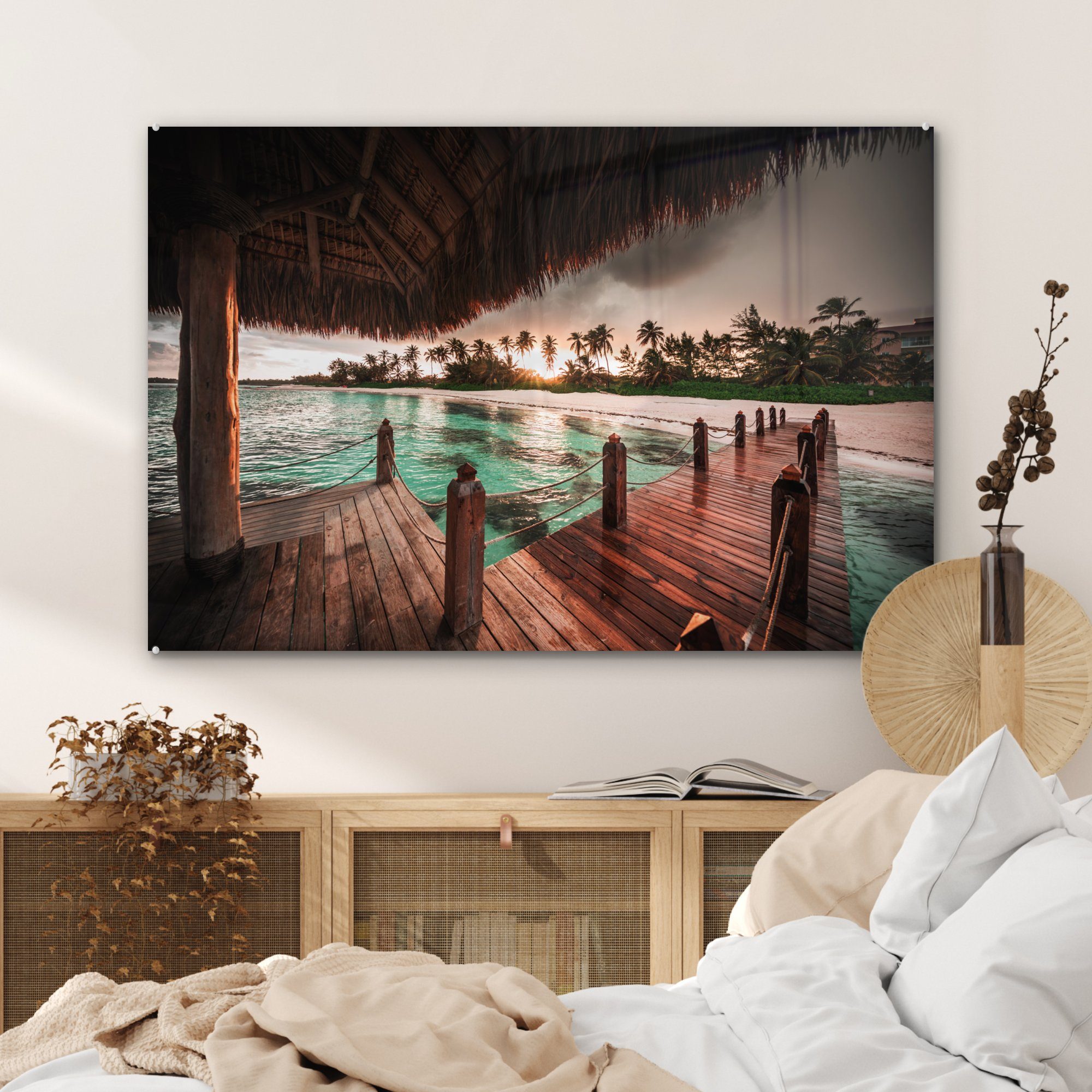Acrylglasbilder St), Wohnzimmer Sonnenuntergang (1 MuchoWow & Bora, Acrylglasbild Schlafzimmer auf Bora
