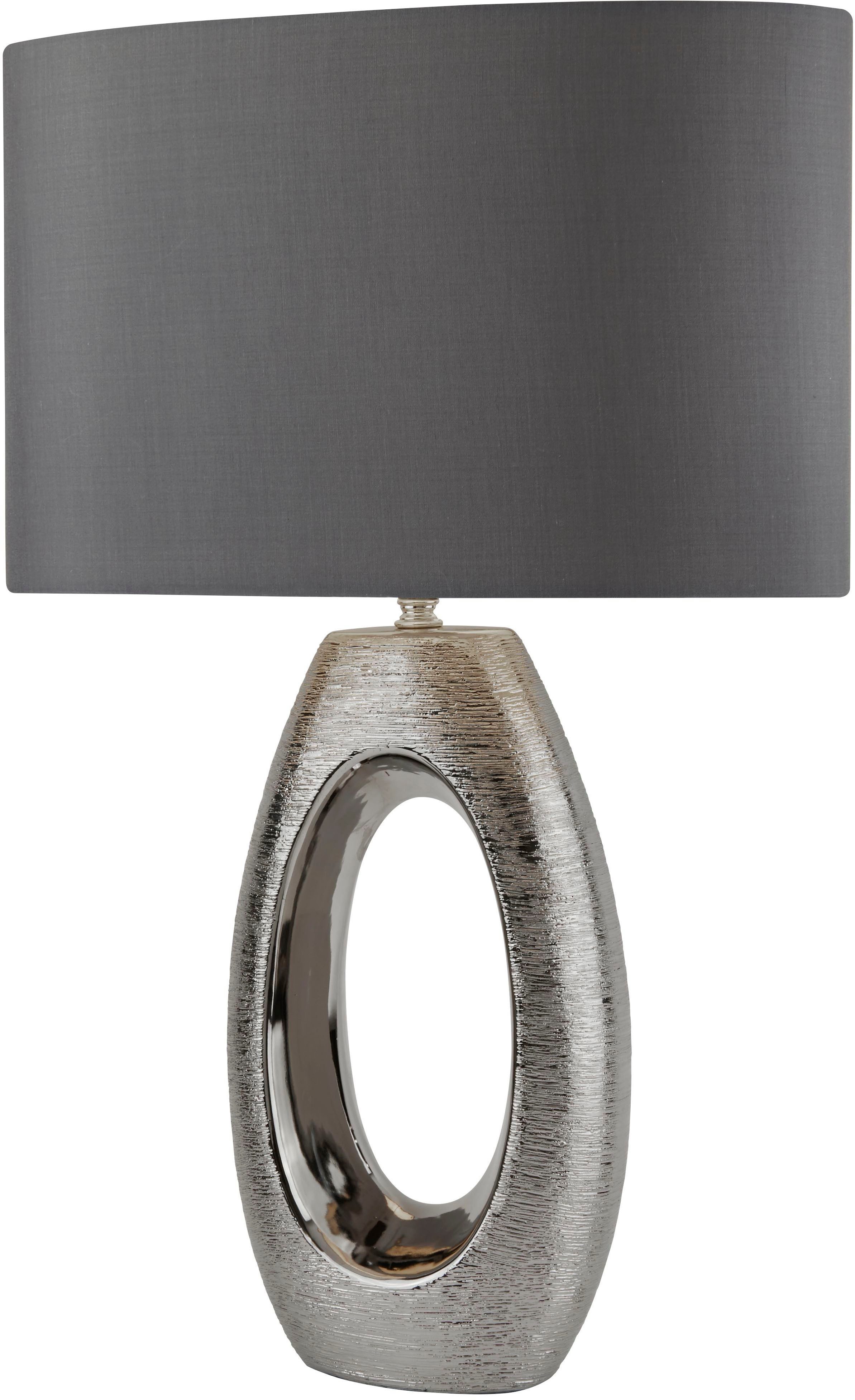 Searchlight Tischleuchte Artisan-Tischleuchte - Keramik-Chromsockel und Seidenschirm, ohne Leuchtmittel