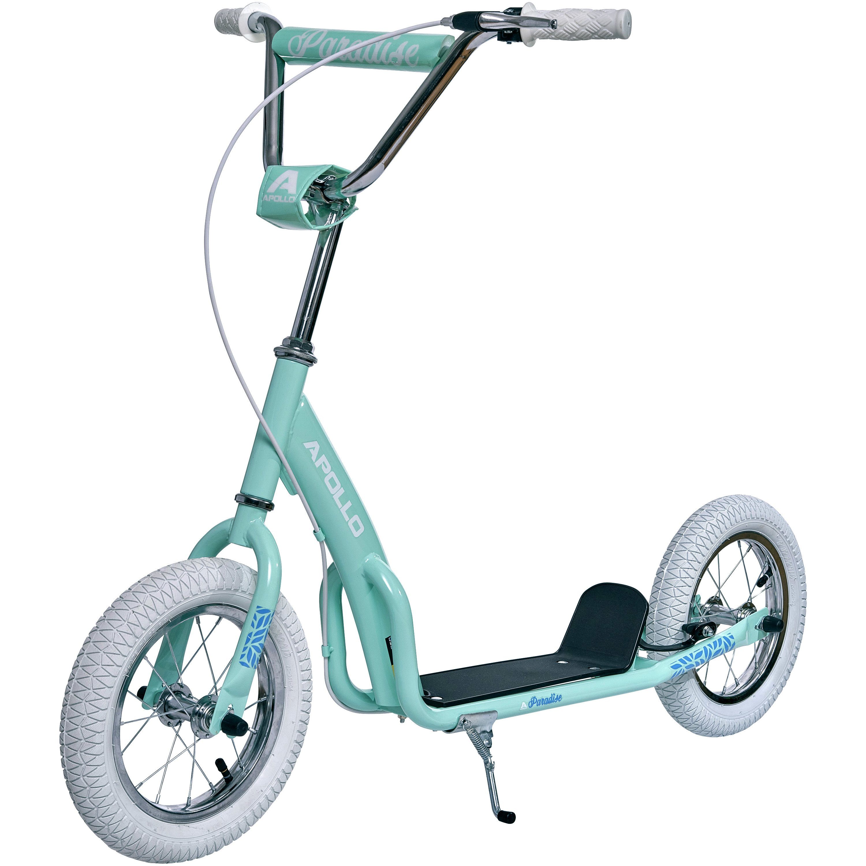 Apollo Скутеры Retro Скутеры Paradise City Roller mit 12,5 Zoll Luftreifen, Tretroller für Kinder und Jugendliche mit extra breiter Trittfläche