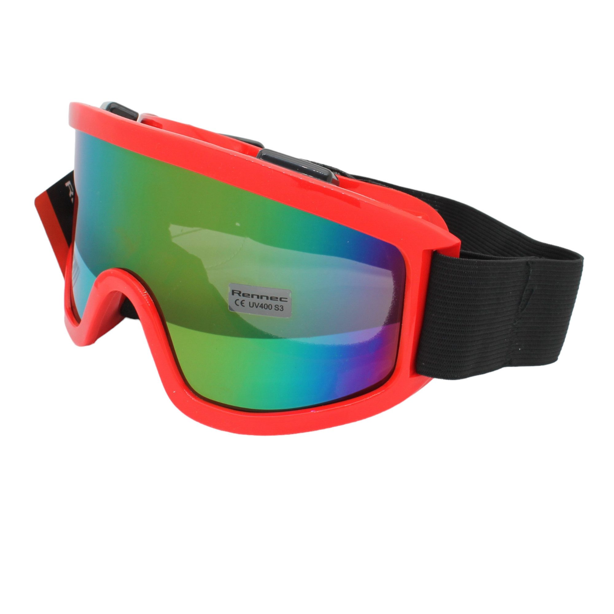 Rennec Skibrille, (Unisex Skibrille inklusive Brillenbeutel), Brillenträger geeignet Linsen Verspiegelt oder Getönt S1 S3