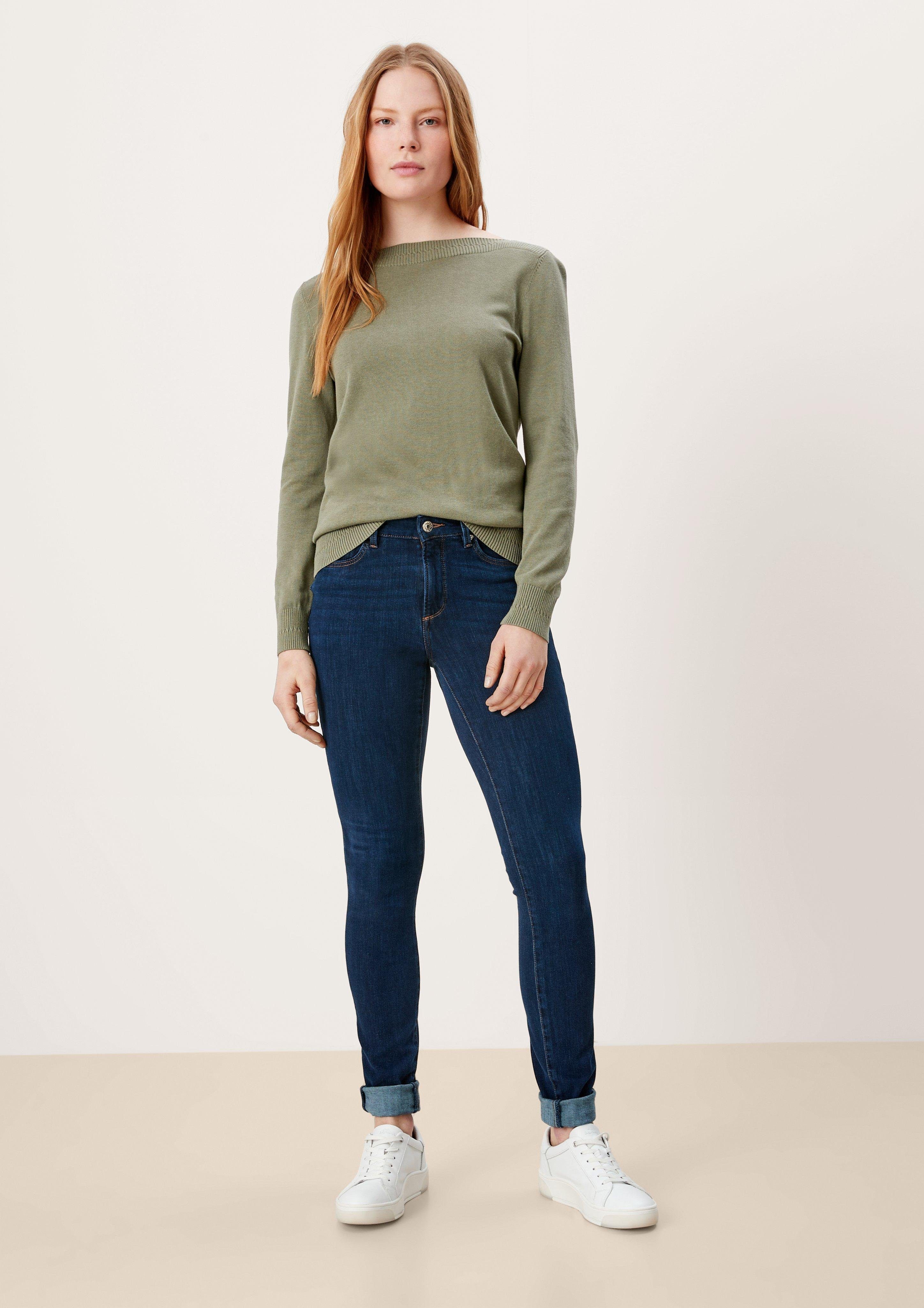 s.Oliver Strickpullover U-Boot-Ausschnitt mit Pullover light khaki