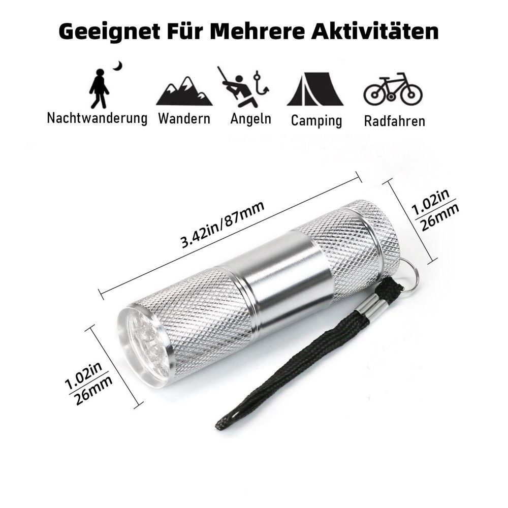 MDHAND 6-St), Batterien, und staubdicht, Farben mit 6 LED wasser- Mini-Taschenlampenset (Set, Taschenlampe LED Taschenlampe