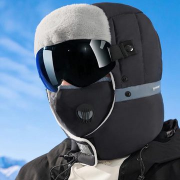 FIDDY Skimütze Winter Skibrille für Herren und Damen im Freien und warme Hüte (Der Hut wird mit einer Schutzbrille und einer Maske geliefert, 3-St)
