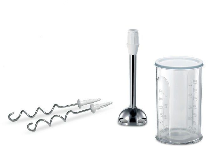 BOSCH Handmixer ErgoMixx MFQ36470, Edelst. Rührbesen/Knethaken, Mixfuß, 5 Stufen, weiß, 450 W, Turbotaste, Mixbecher, ergon. Soft-Touch-Griff, Made in Europe