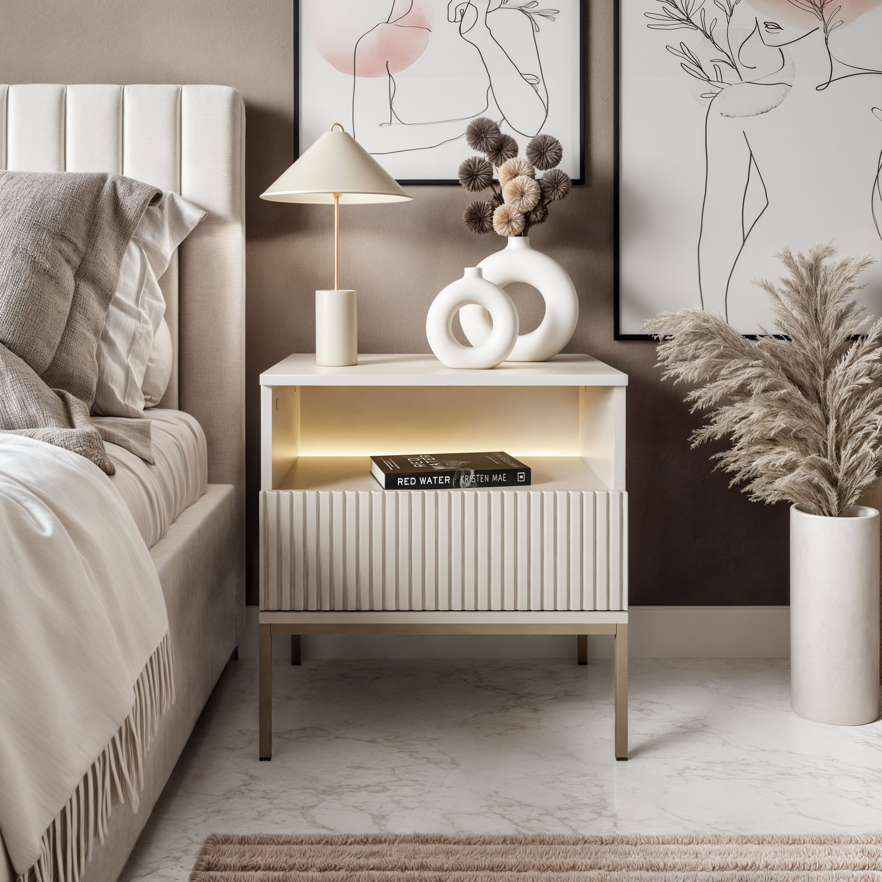 Lookway Nachttisch ECLIPSE S54 Kaschmir mit LED-Beleuchtung (1x Nachttisch) günstig online kaufen