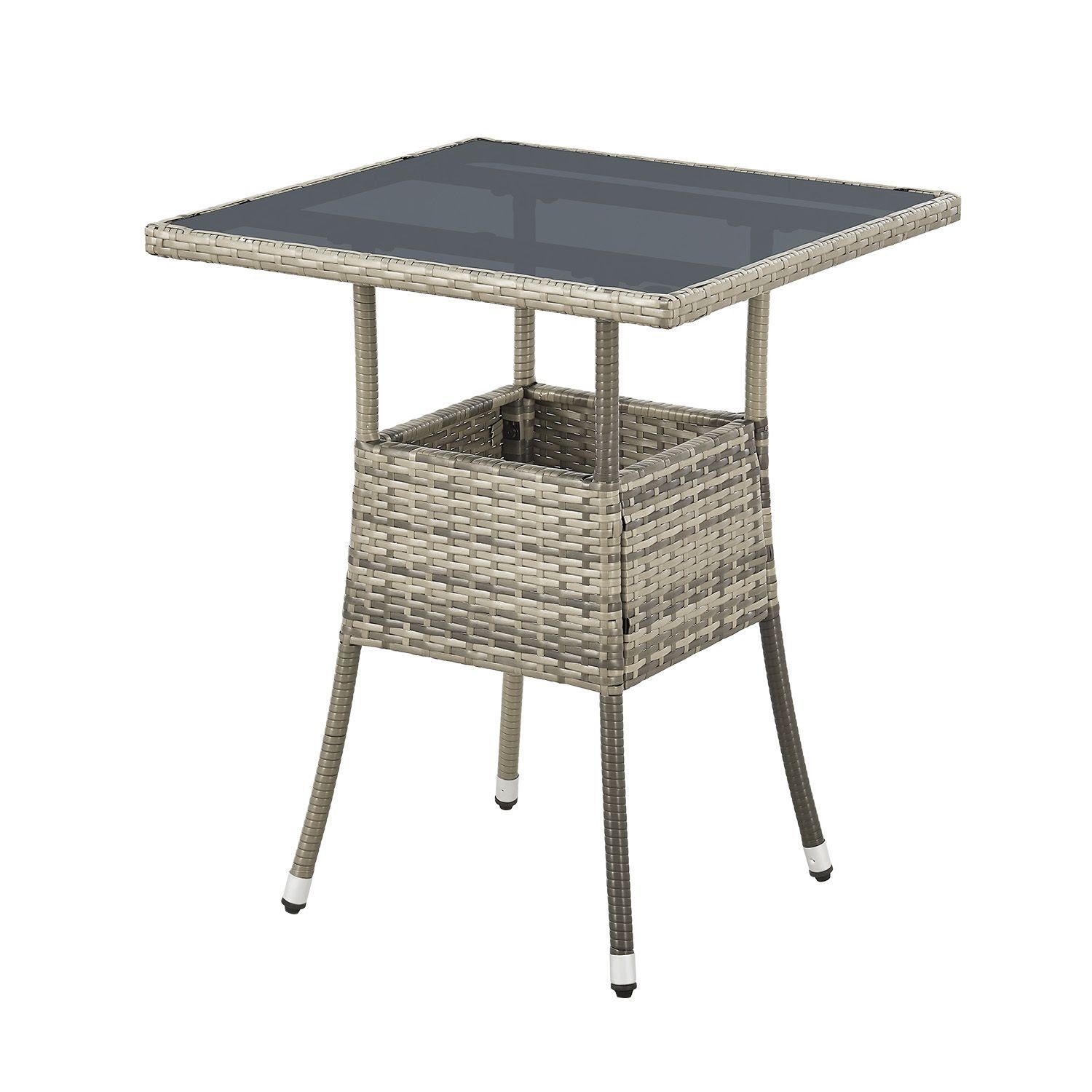 Juskys Gartentisch Yoro, eckig, aus Polyrattan, wetterfest & langlebig, pfl günstig online kaufen