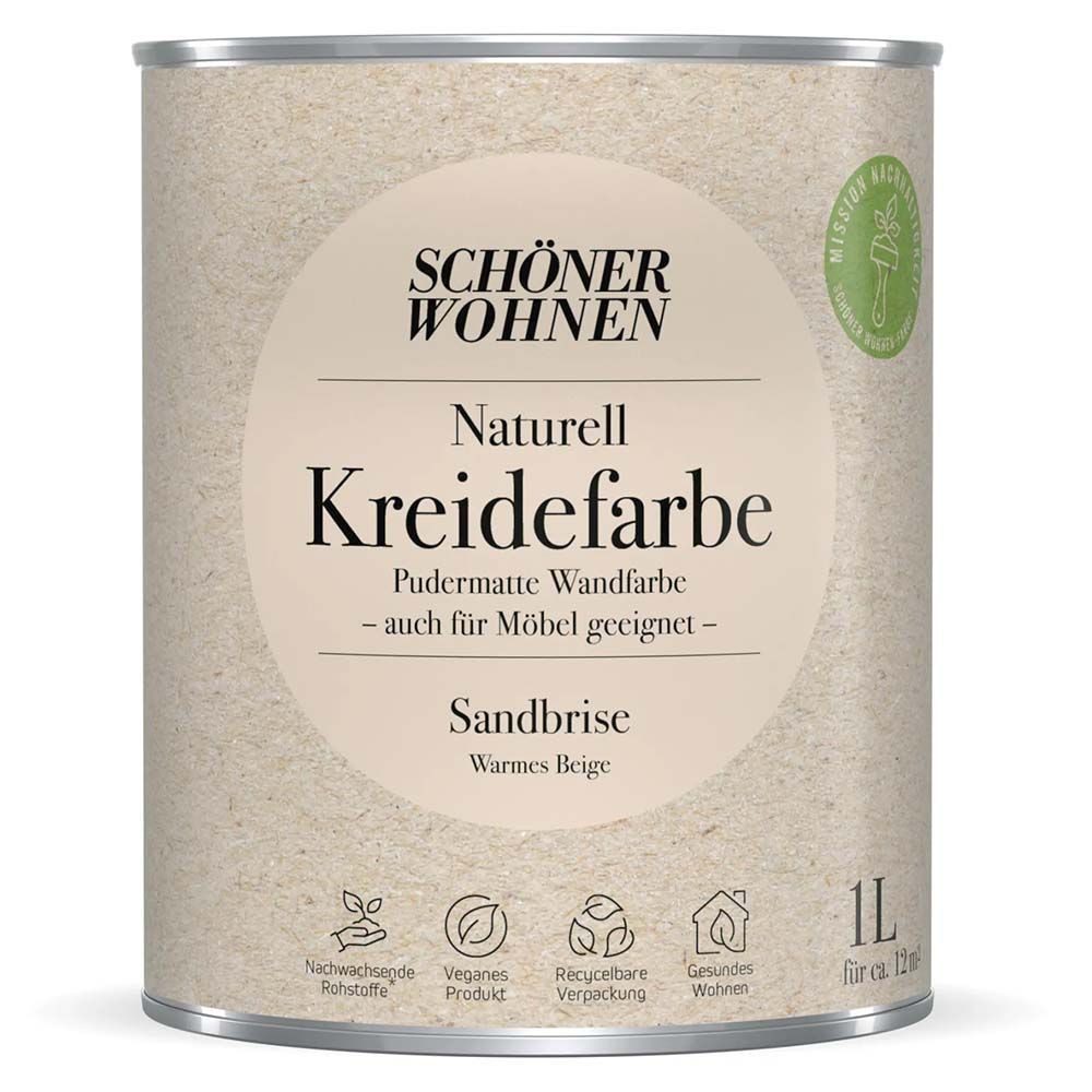 SCHÖNER WOHNEN FARBE Wandfarbe Schöner Wohnen Naturell Kreidefarbe 1,0 Ltr. Sandbrise