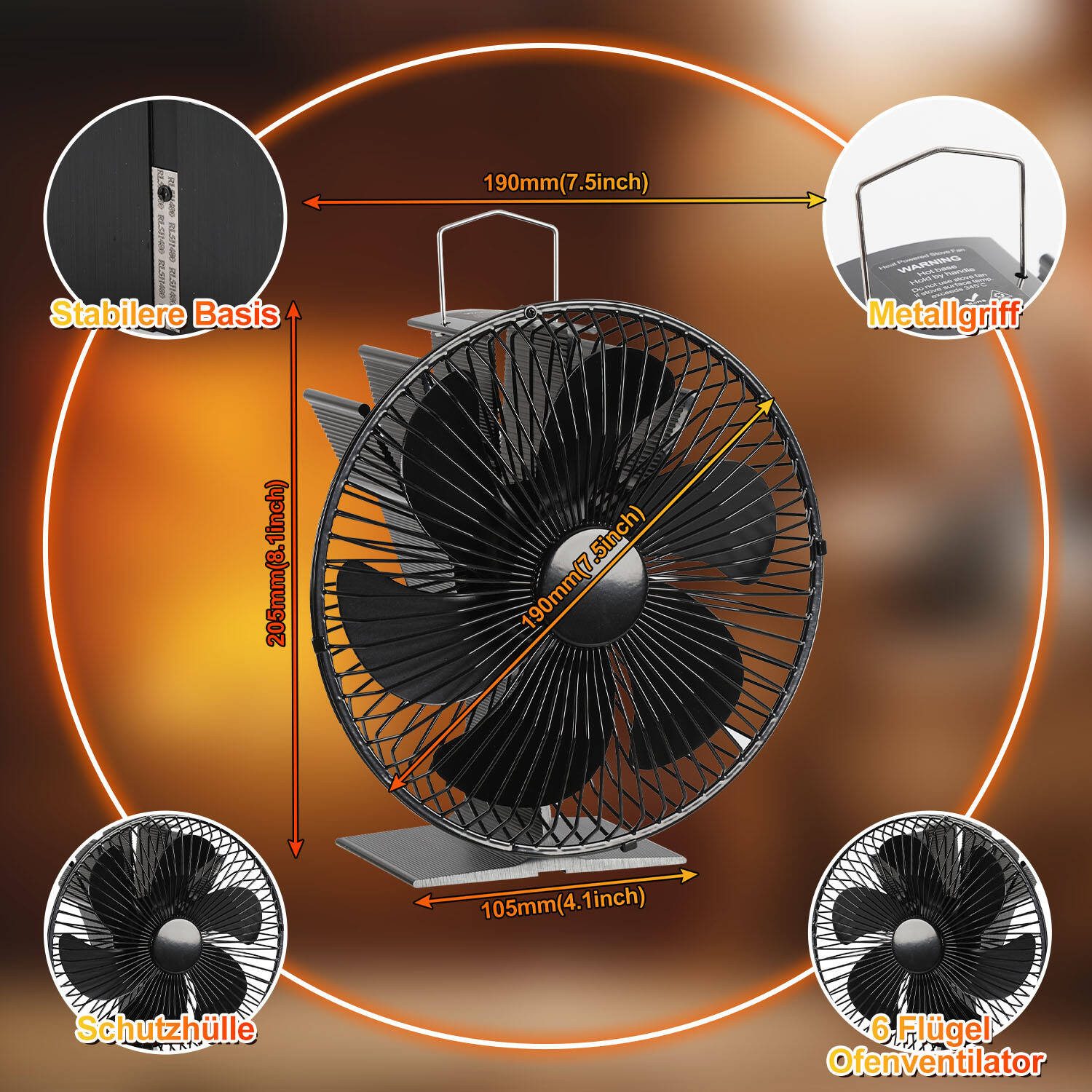 Clanmacy Kaminventilator Ofenventilator Kaminofen Ventilator für günstig online kaufen
