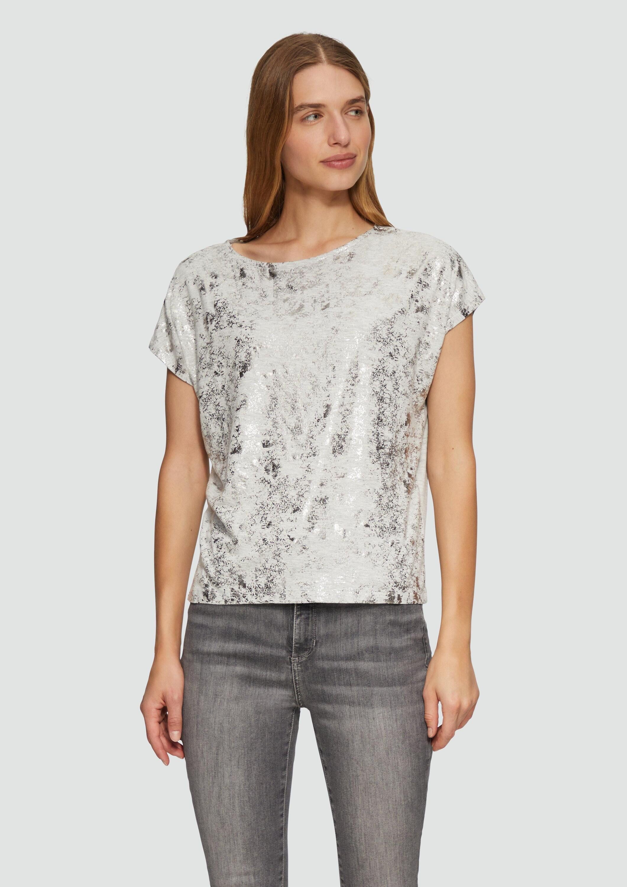 s.Oliver Kurzarmshirt T-Shirt Fließendes T-Shirt aus Viskosemix mit Metalli günstig online kaufen