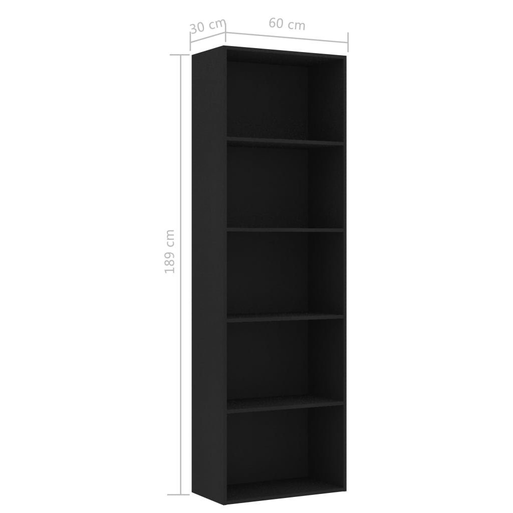 Fächer Holzwerkstoff Bücherregal furnicato cm 5 Schwarz 60x30x189