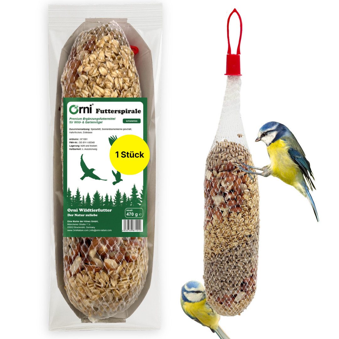 Orni Futterspirale für Wildvögel Premium Ganzjahres Vogelfutter, Hauptfutter für: Wildvogel
