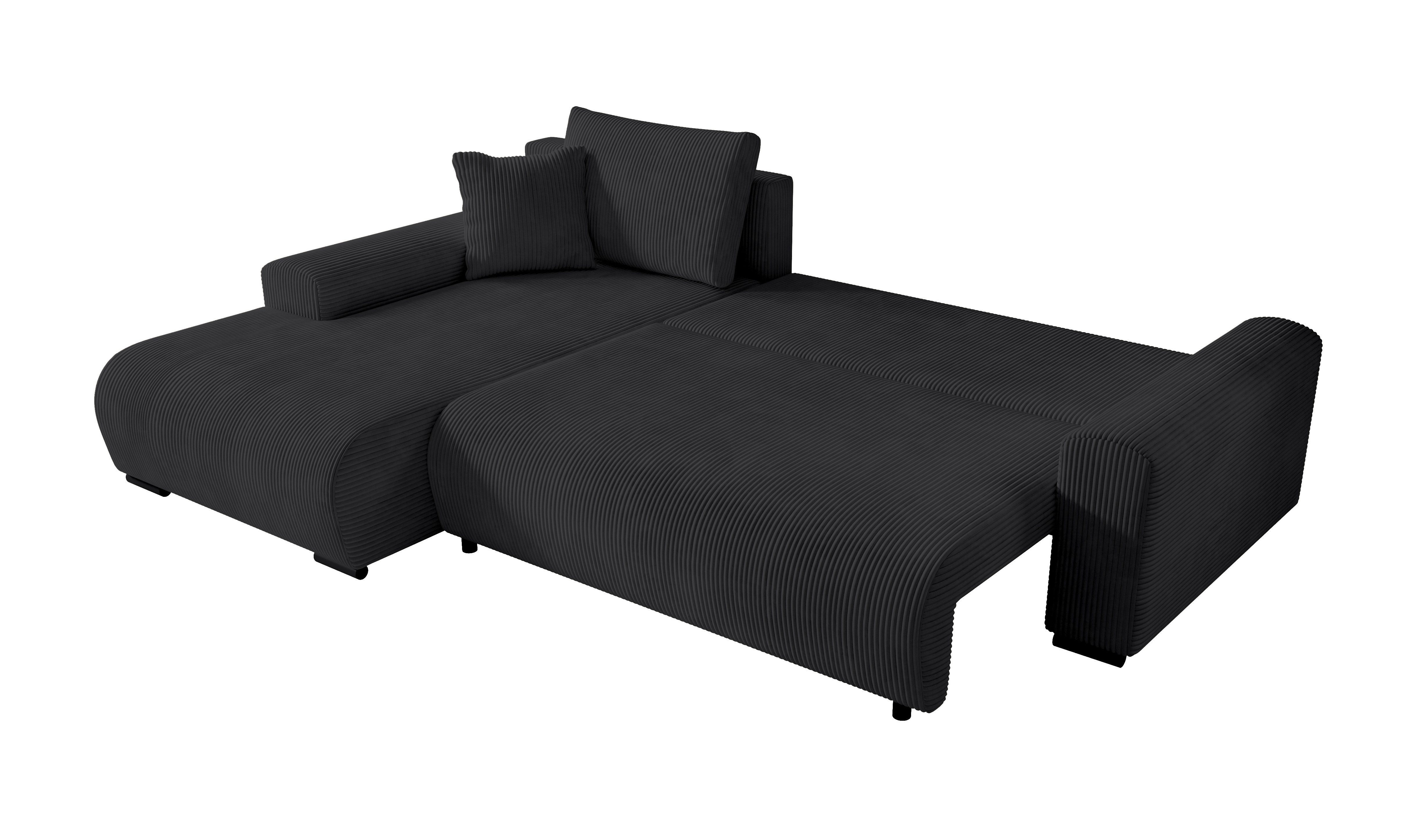 storez24 Ecksofa Ellen, mit Bettkasten und Schlaffunktion, Cordstoff, L-Form, bequem