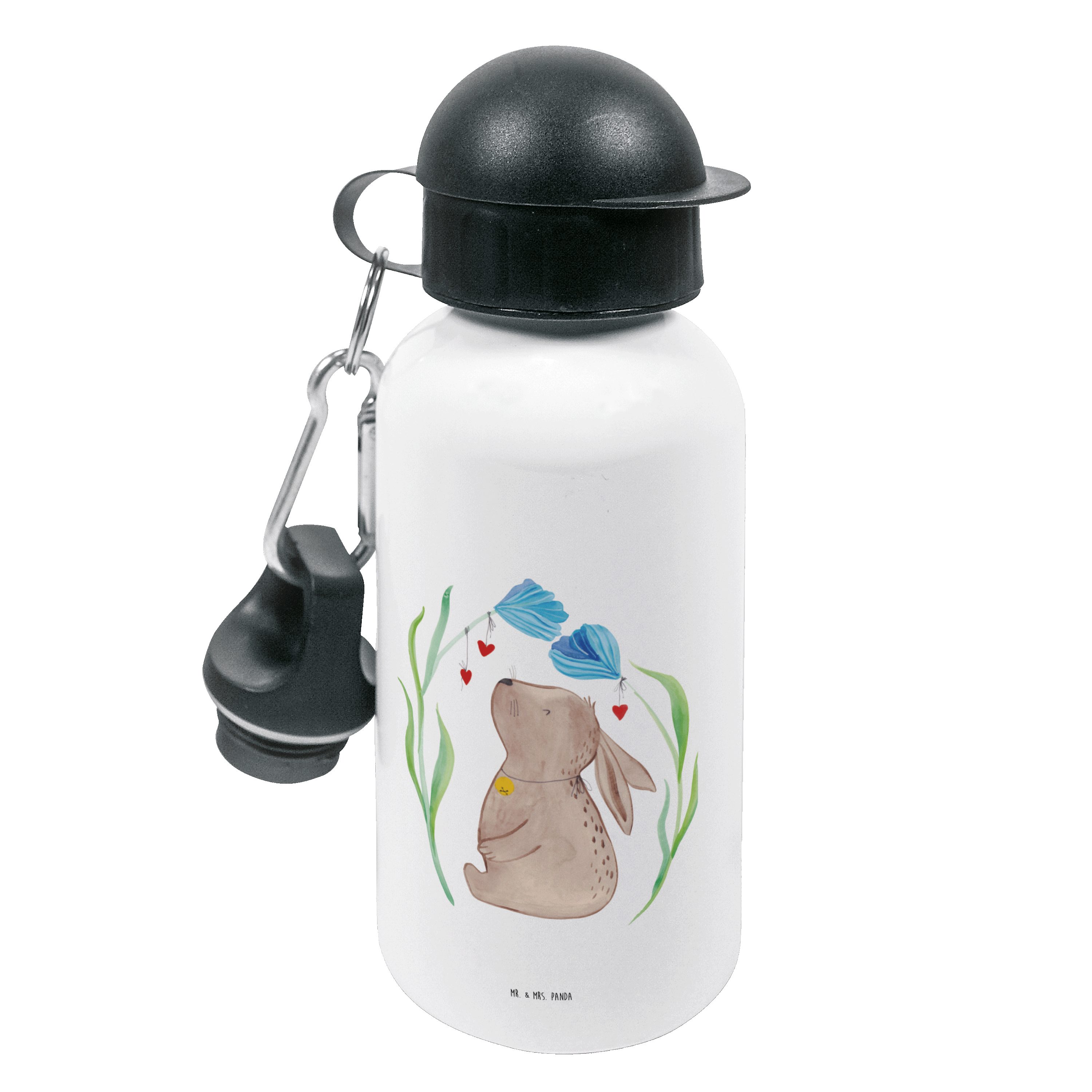 Mr. & Mrs. Panda Trinkflasche Hase Blume - Weiß - Geschenk, Kindertrinkflasche, Schwangerschaft, Os