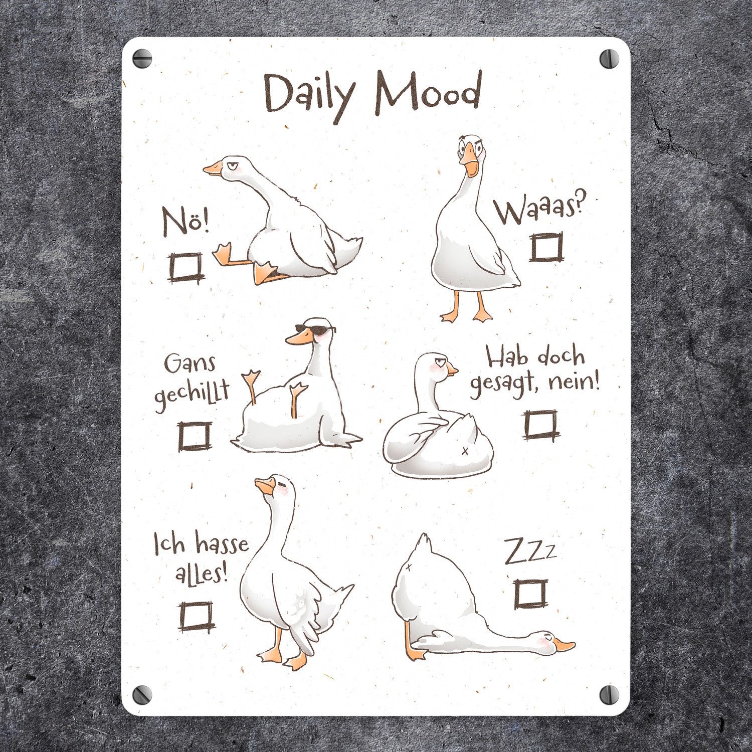 speecheese Metallschild Gilbert die Gans Metallschild in 15x20 cm mit Spruc günstig online kaufen