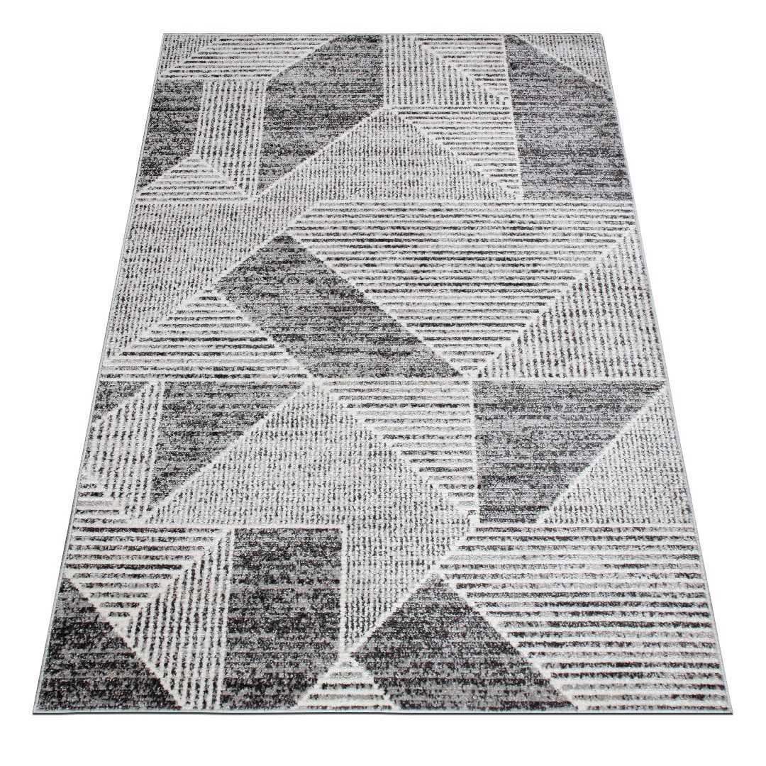 oKu-Tex Teppich HARMONIA, Wohnzimmer, weicher Kurzflor, geometrisch, Rechteckig, Höhe: 8.5 mm, Wohnzimmerteppich, softer Kurzflor, geometrisch, 3D-Effekt, Dreieck