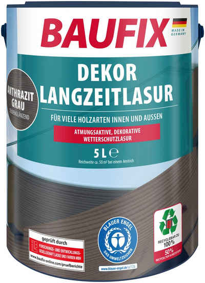 Baufix Holzschutzlasur Dekor Langzeitlasur, UV beständig, witterungsbeständig, atmungsaktiv, 5L, seidenglänzend