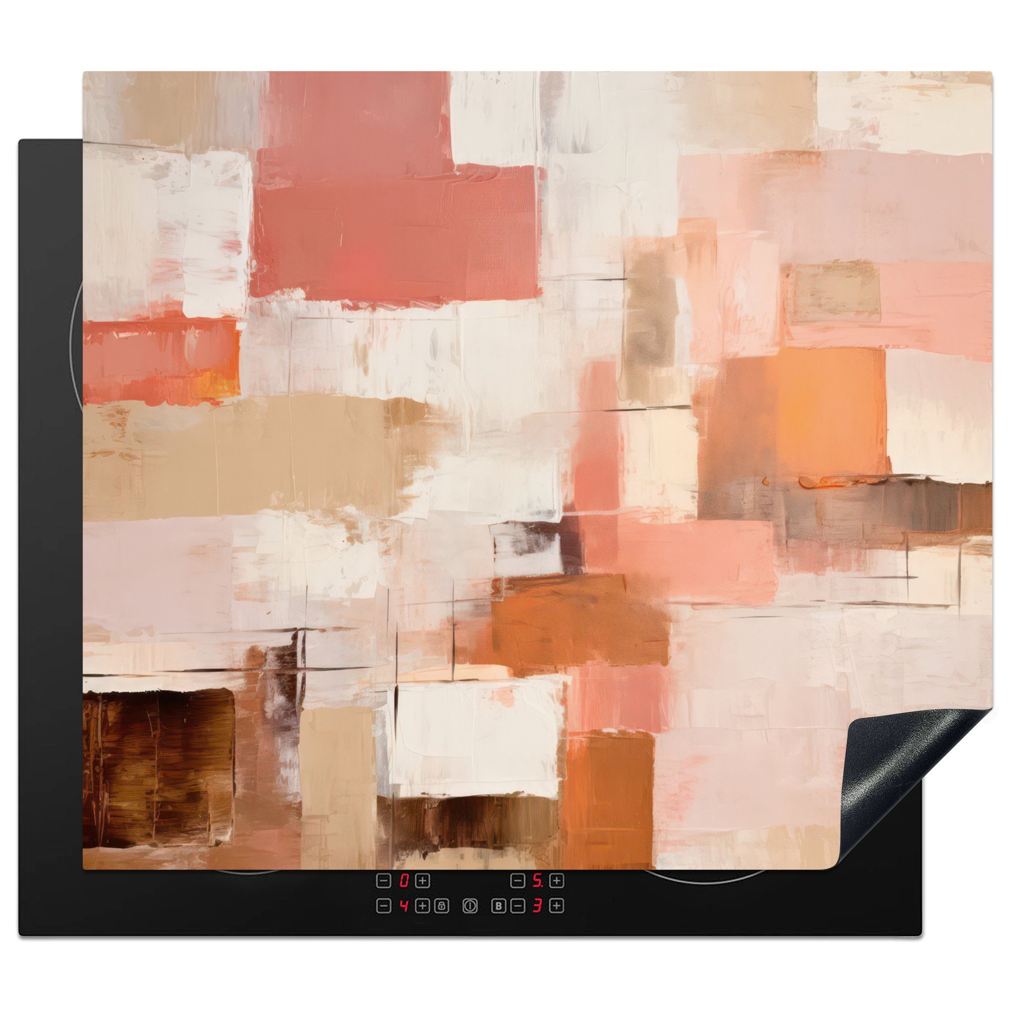 MuchoWow Herdblende-/Abdeckplatte Kunst - Rosa - Abstrakt, Vinyl, (1 tlg), 60x52 cm, Mobile Arbeitsfläche nutzbar, Ceranfeldabdeckung | Herdabdeckplatten
