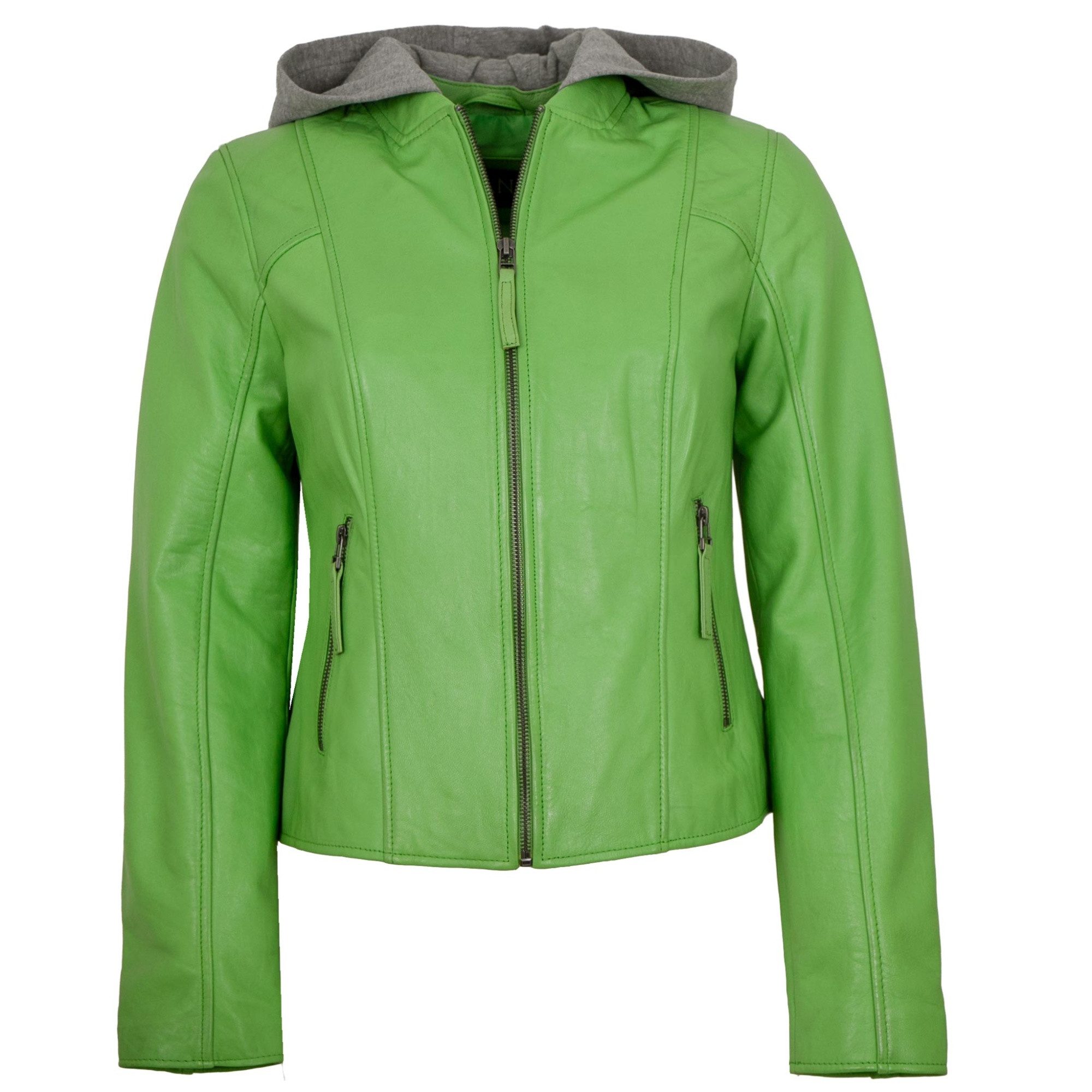 Jilani Lederjacke Ara Jilani Collection - Damen Lederjacke Lammnappa Kapuze grün