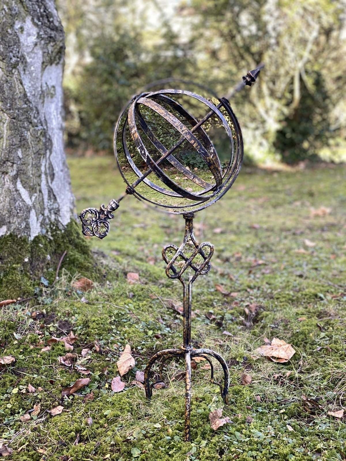 Eisen Antik-Stil Sonnenuhr Gartenfigur Garten Dekoration Aubaho 74cm Nostalgie