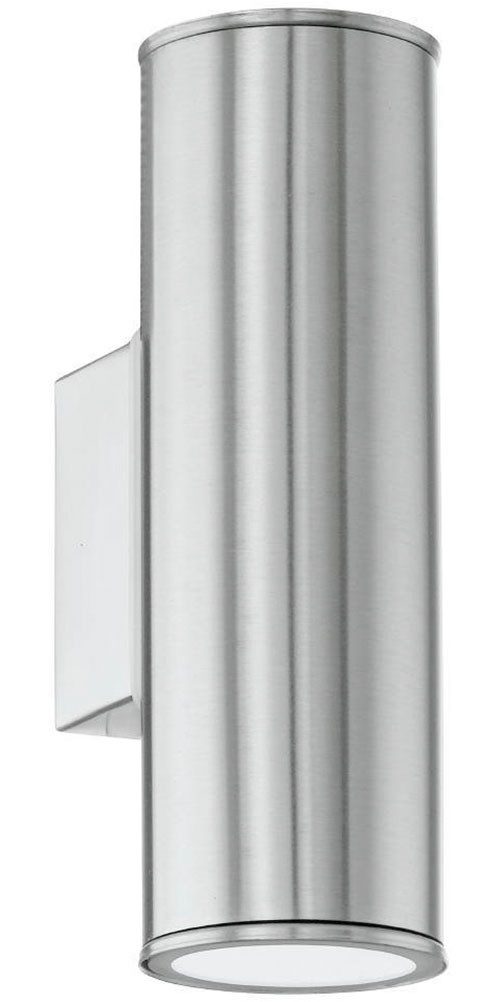 EGLO LED Außen-Wandleuchte Riga Wandleuchte, Außenbeleuchtung, LED, Stahl in silber, IP44, LED wechselbar, Warmweiß, Eckmontage möglich, Up- und Down Light, Garten, Terrasse, 20x9,5x6,5cm