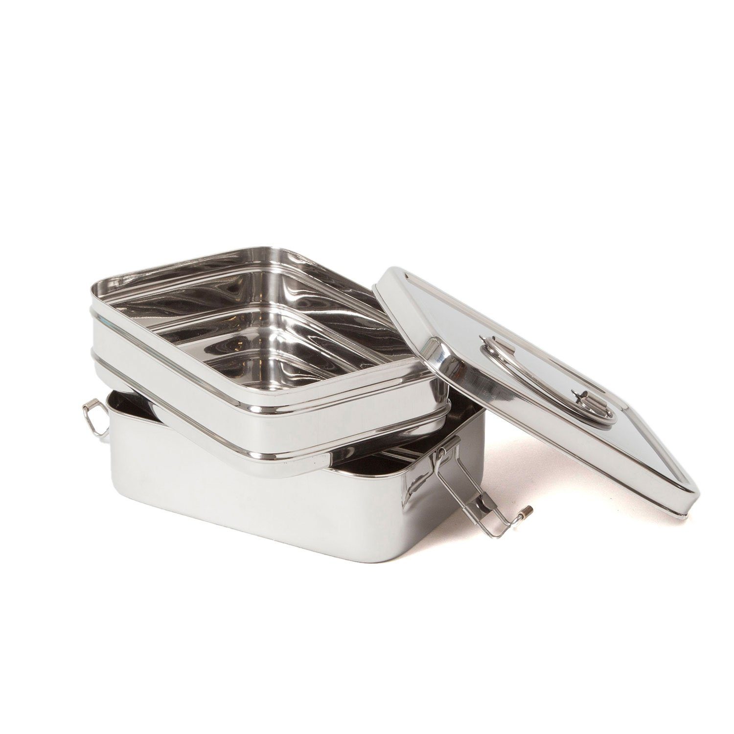 ECO Brotbox Lunchbox Edelstahl Brotbox XL Double 1600 ml, Edelstahl