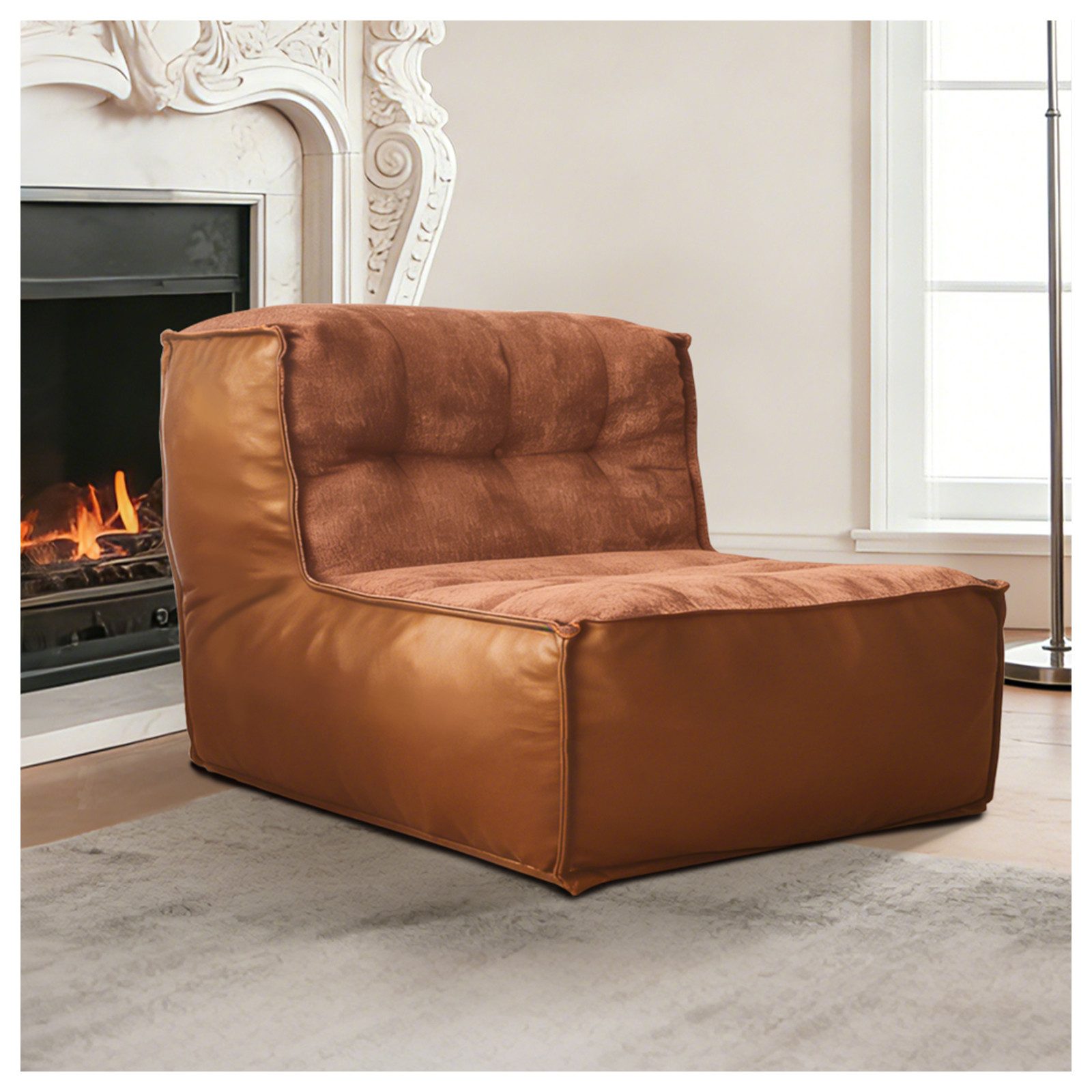 Odikalo 2-Sitzer Sofas wohnzimmer Loungesofa mit Schlaffunktion, Eleganter Einzelsessel mit skulpturaler Rückenlehne und integriertem …