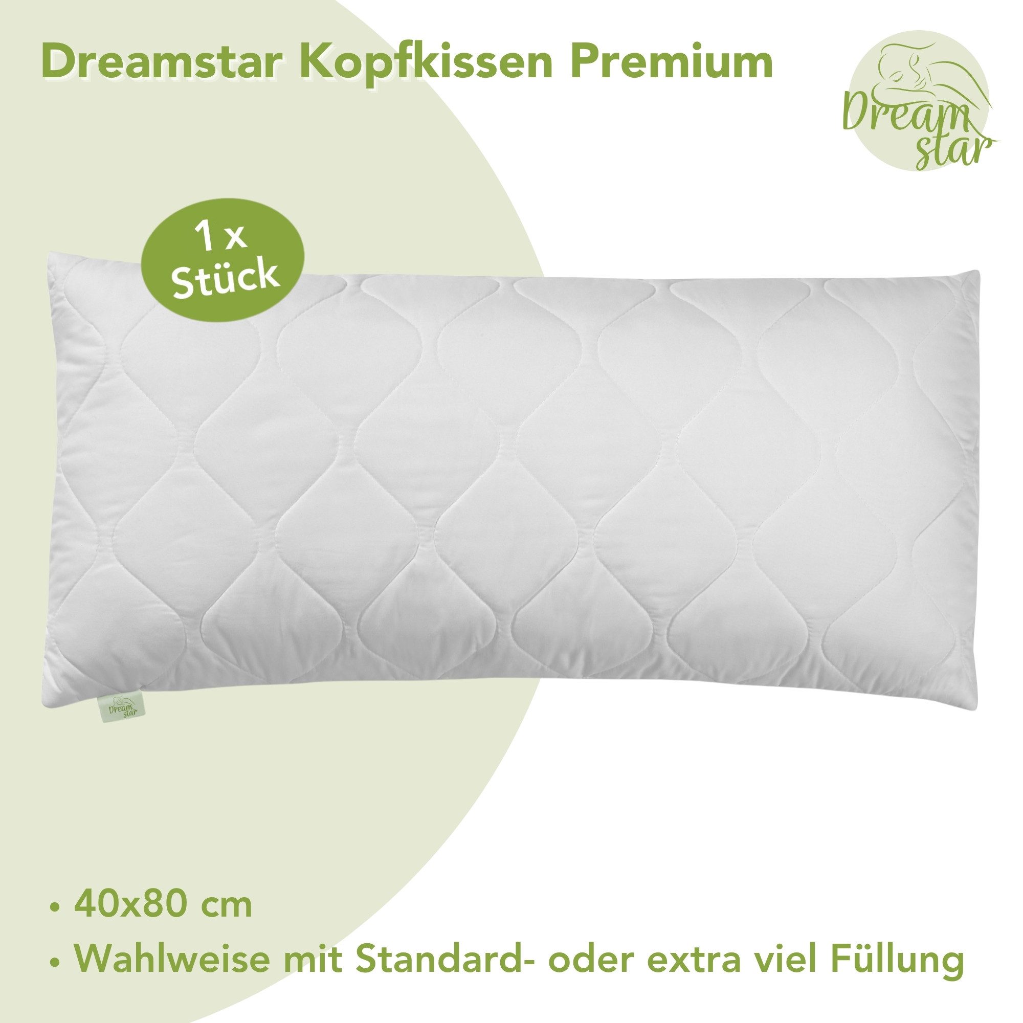 Dreamstar Microfaserkissen gestepptes Kopfkissen 40x80 cm günstig online kaufen