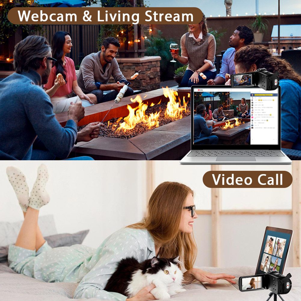 FANNOU Camcorder (42MP Videokamera mit 3" HD-Display, 32GB TF card, 18X Digitalzoom) – Bild 5 von 5