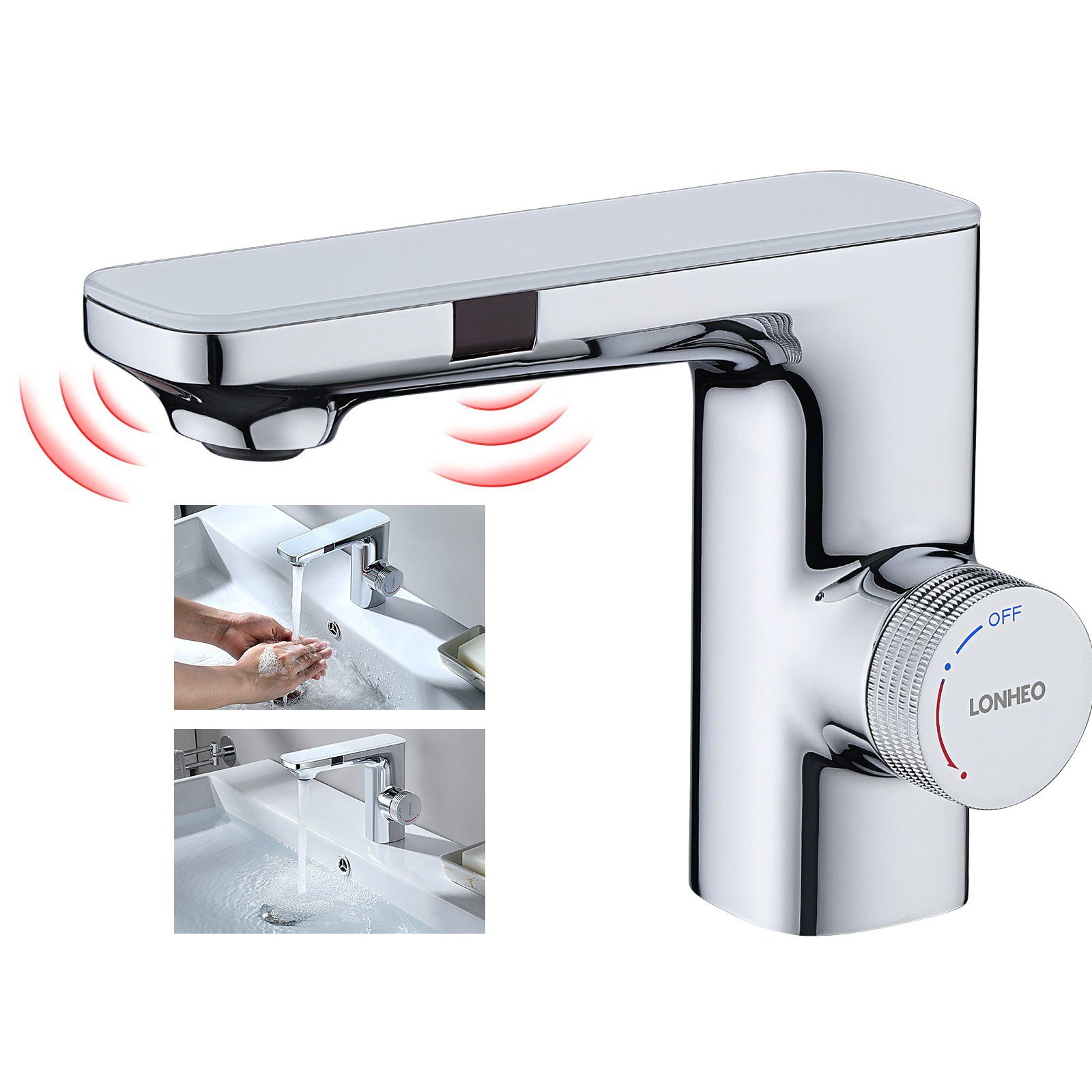 Auralum Waschtischarmatur Lonheo Infrarot Sensor Wasserhahn Bad Automatische Waschtischarmatur Chrom